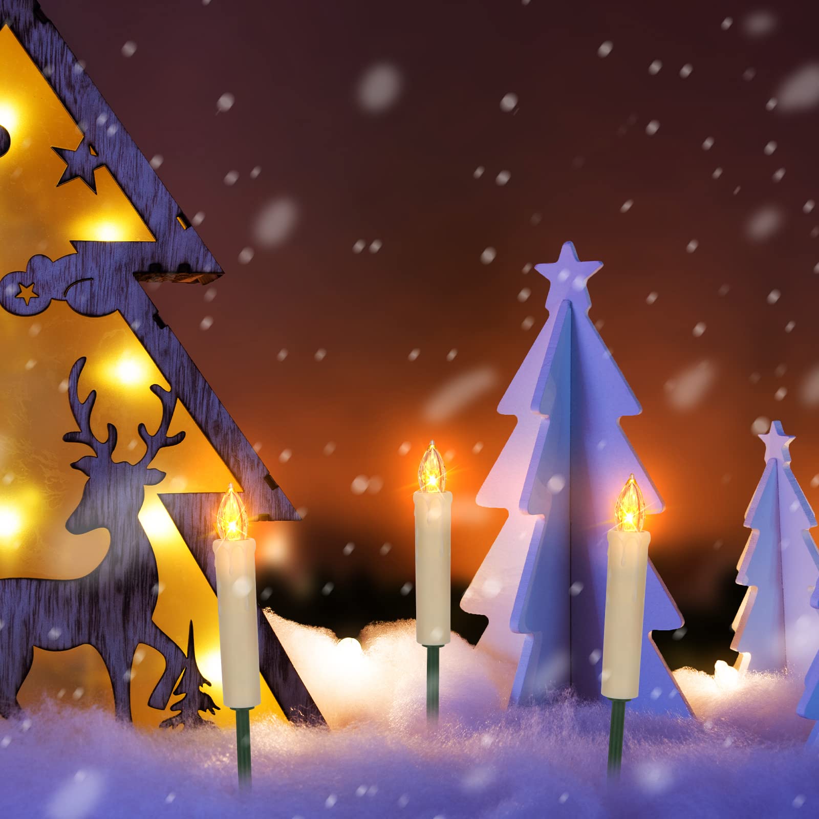 Fpoo 12 Pcs Flameless Flickering Window Candles With Timer Remote, Battery Operated Led Taper Christmas Tree Candles Lights With