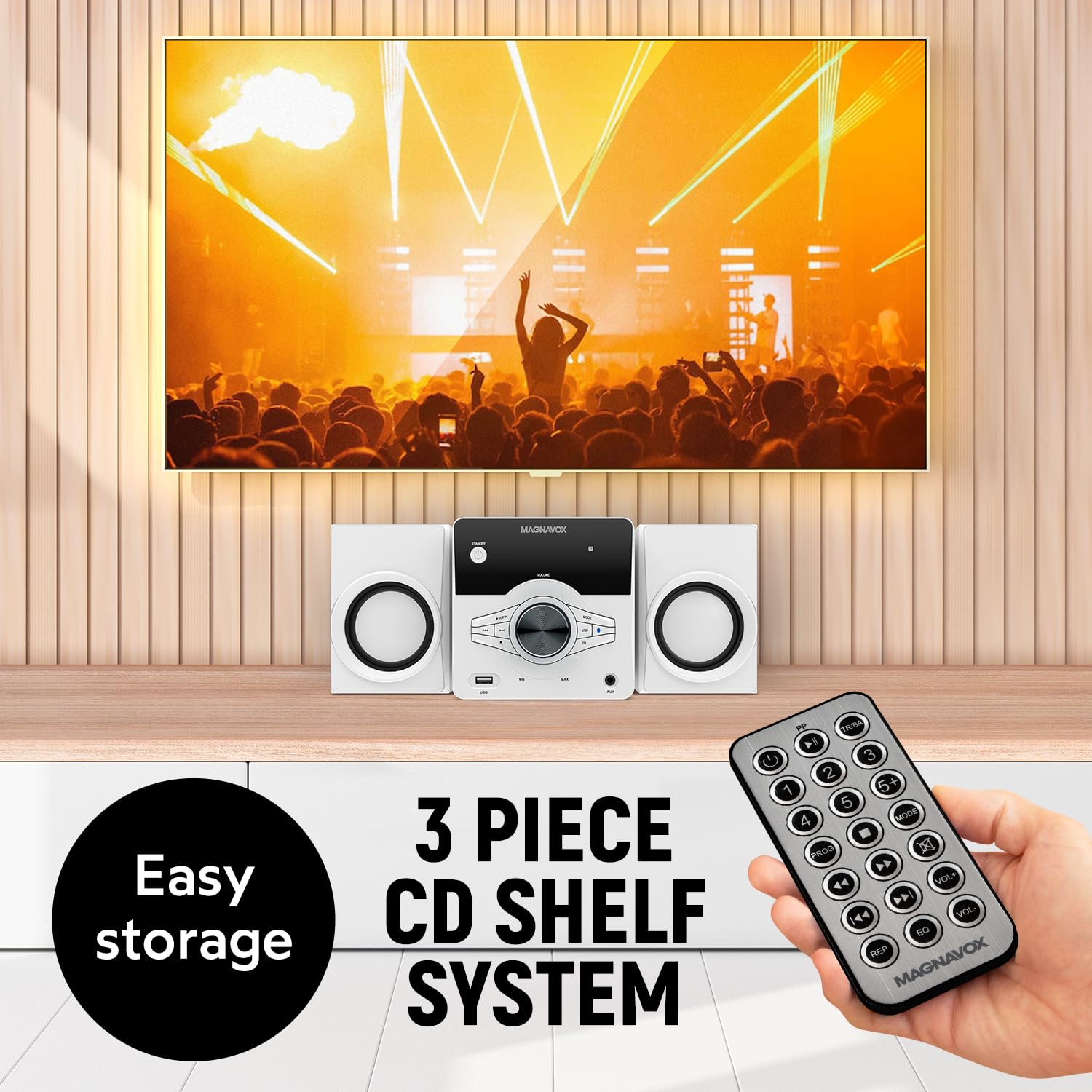 Magnavox Mm442 3 Piece Top Loading Cd Shelf System With Digital Pll Fm Stereo Radio, Bluetooth Wireless Technology, And Remote C