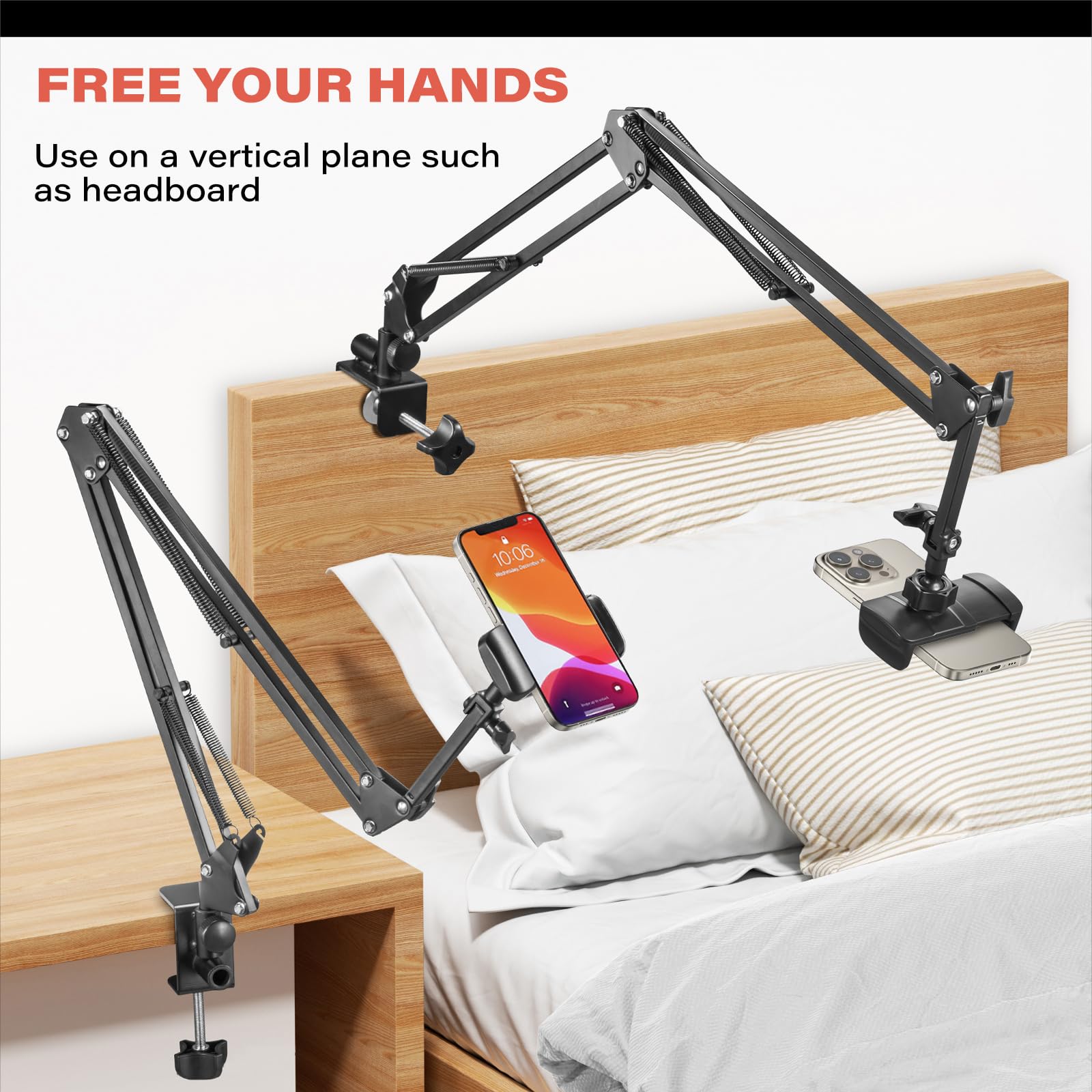 Awlbstruse Phone Holder For Bed, Cell Phone Bed Stand Holder For Desk, Headboard, Bed, Bedside, Table, Compatible With Iphone 16
