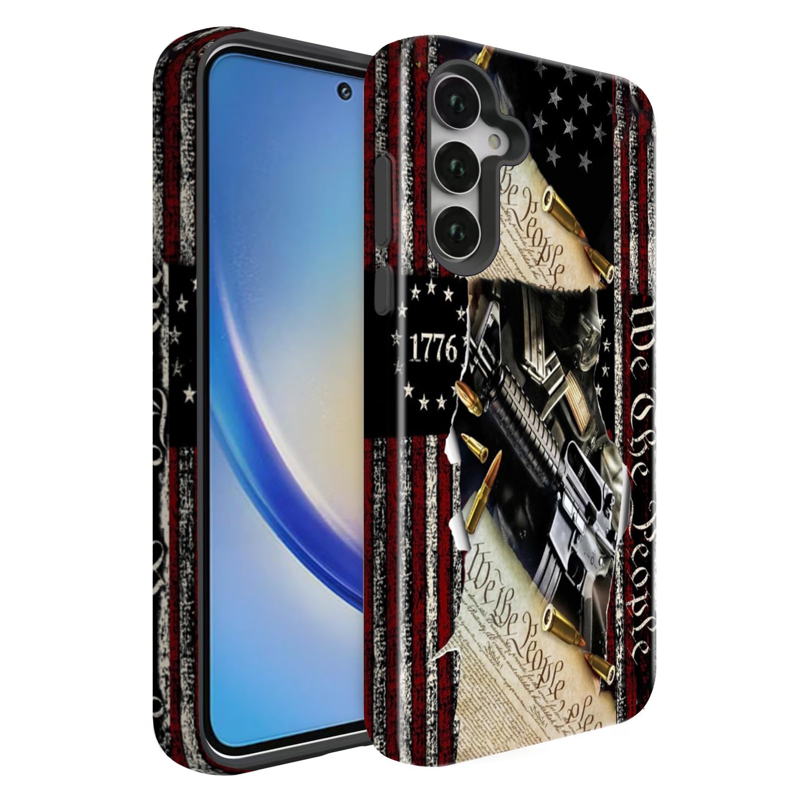 BSMOSPER Compatible for Samsung Galaxy A15 5G Case, Dual Layer Heavy Duty 2 in 1 Shockproof Protective Phone Case,Classic Americ