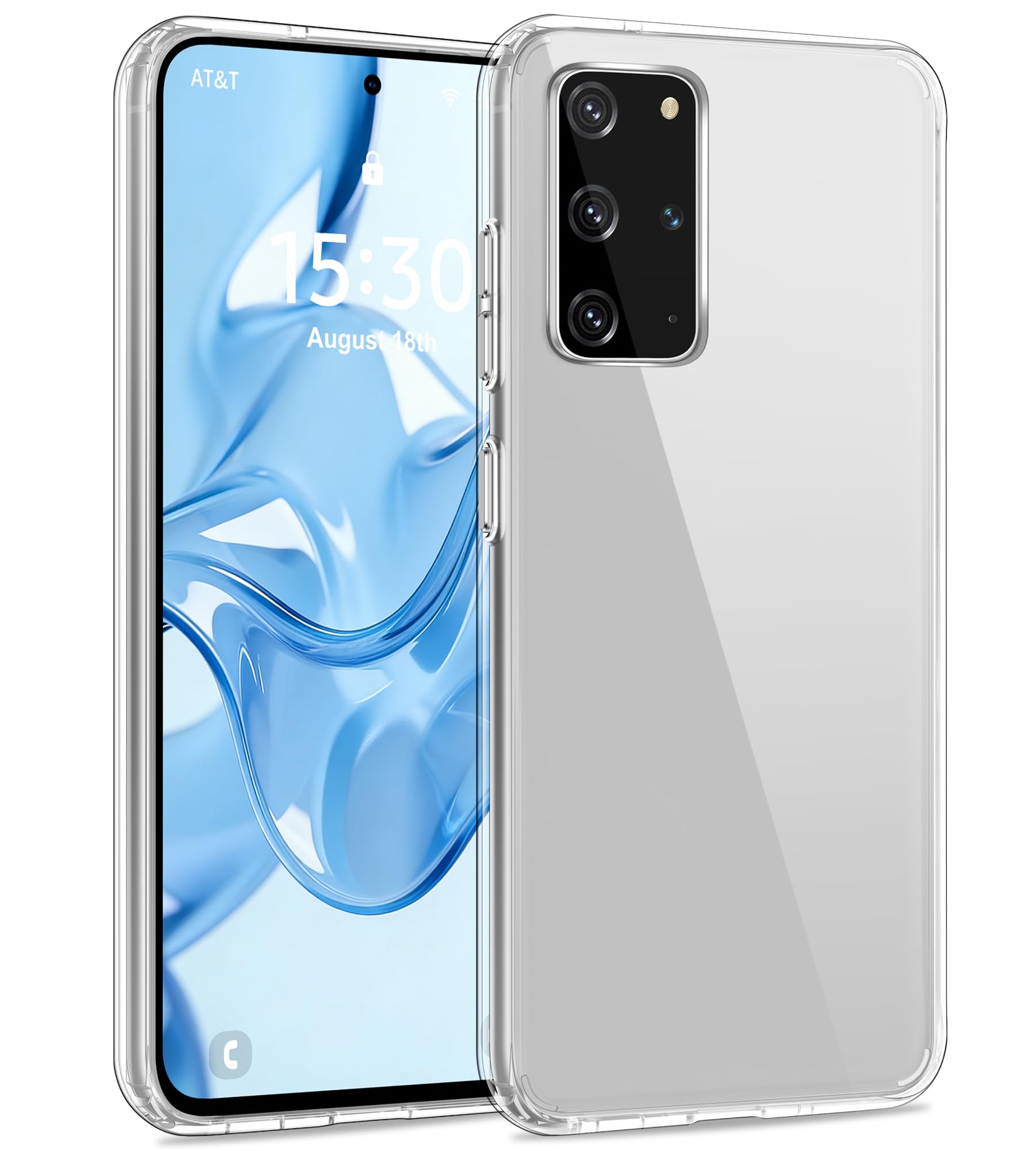 USLAI Case for Samsung Galaxy S20+ Plus, Anti-Yellowing, Crystal Clear Back, Shockproof & Military-Grade Drop Protection - Trans