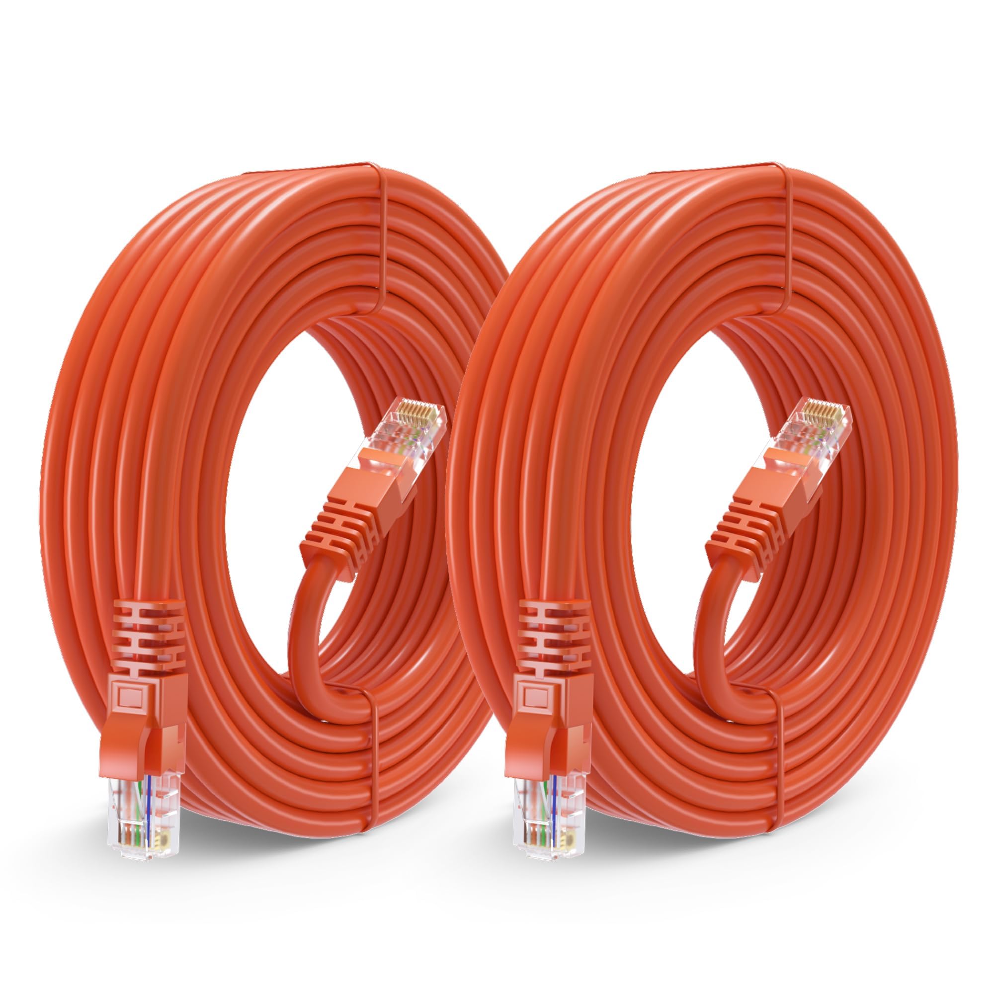 Maximm Cat 6 Ethernet Cable 25 Ft (2 Pack)   High Speed Lan Cable, Internet Cable, Patch Cable, And Network Cable   Utp, 10Gbps, 550Mhz Cat6 Cable   Orange
