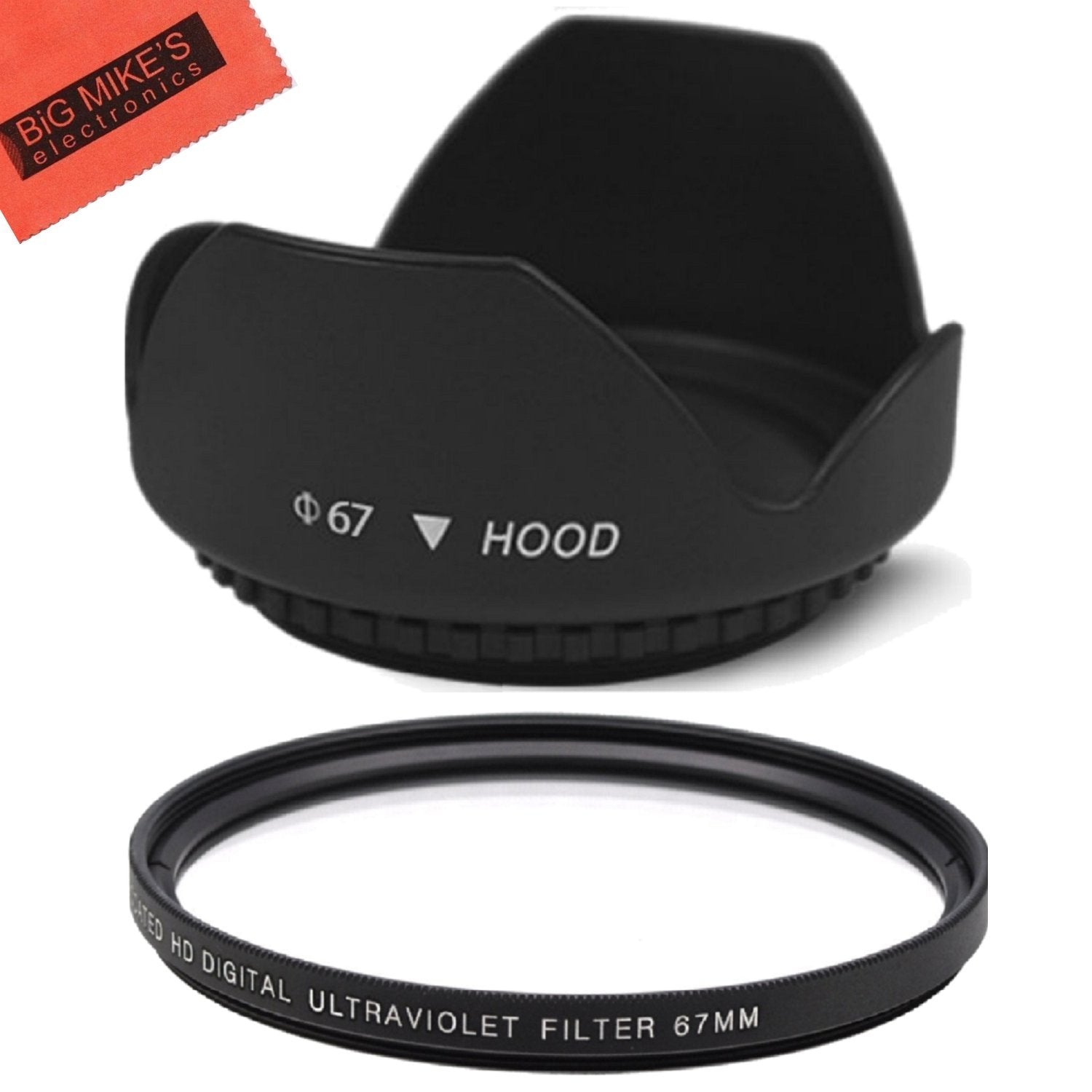 67Mm Digital Tulip Flower Lens Hood And 67Mm Uv Filter For Nikon Coolpix P900, P950 Digital Camera