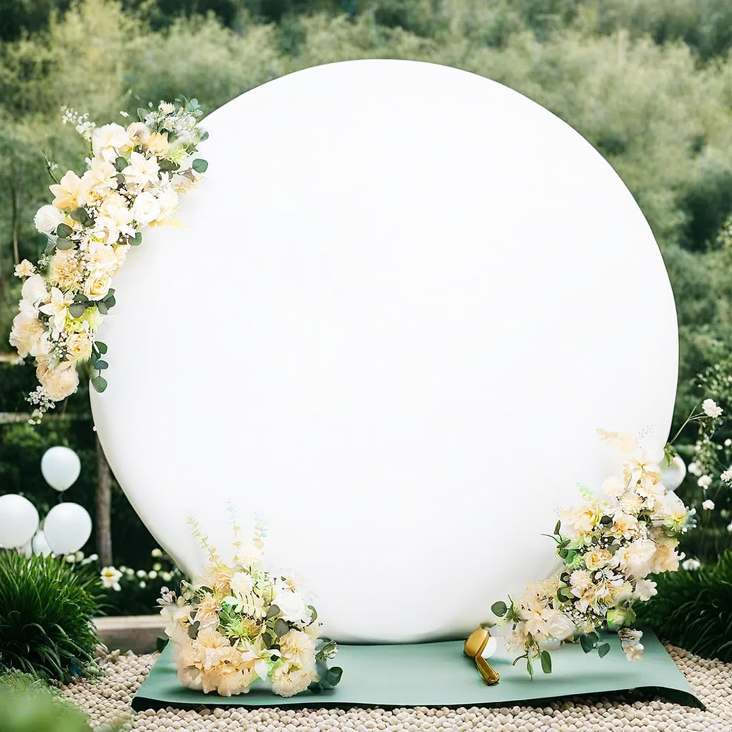 7.5X7.5Ft White Round Backdrop Cover White Circle Backdrop Cover Round Fabric Photo Background For Photography Party Birthday We
