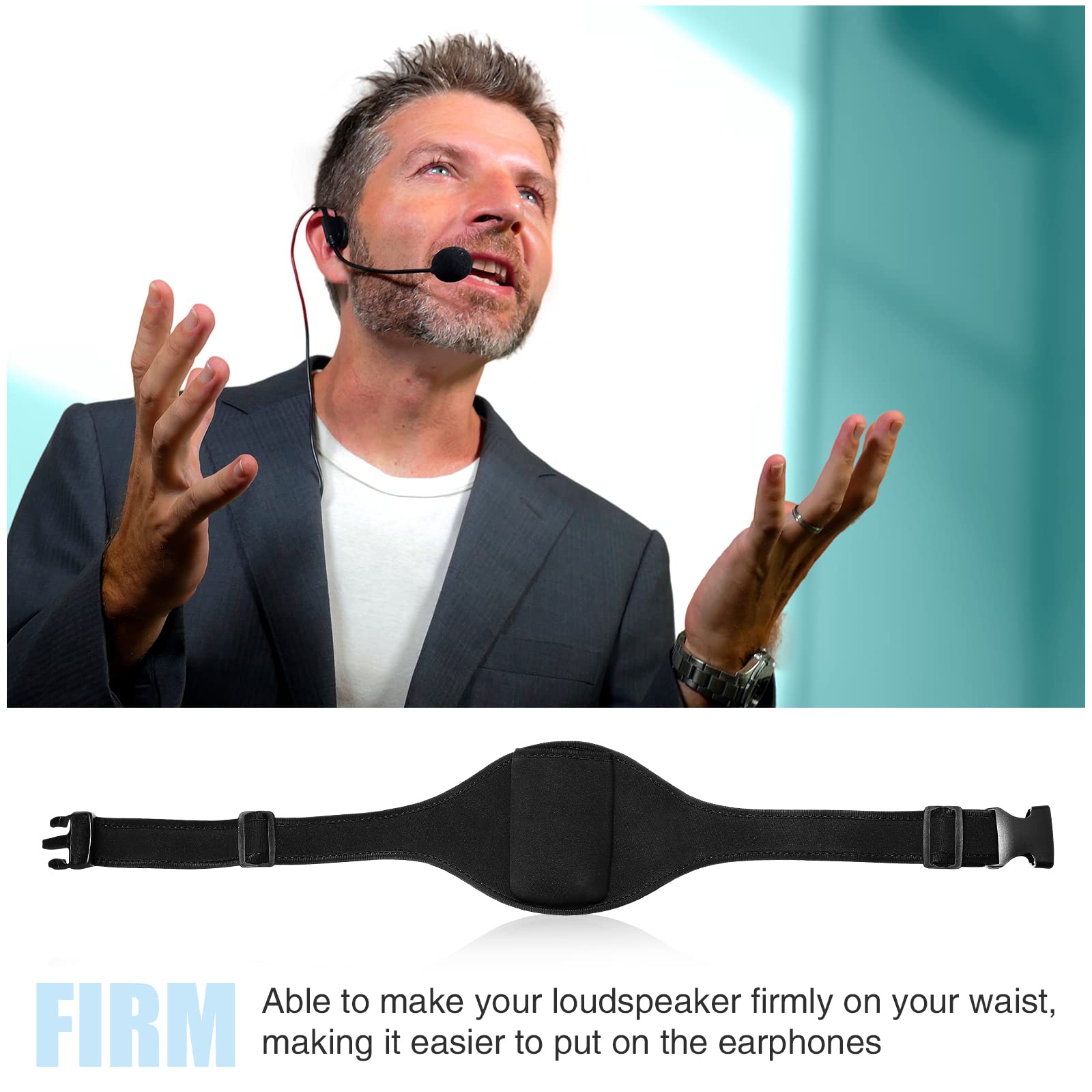 Mic Belt Mic Fitness Adjustable Microphone Black Instructor Microphone Strap Belt For Fitness(4 Pieces)