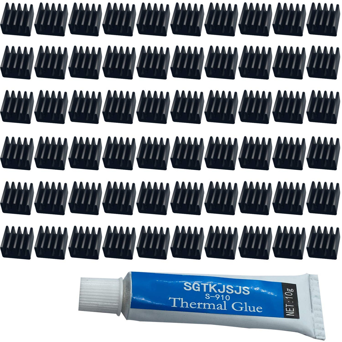 60Pcs Mini Heatsink Kit, Cooler Heat Sink For Cooling Vrm Stepper Driver Mosfet Vram Regulators (8.8Mmx8.8Mmx5Mm) Black
