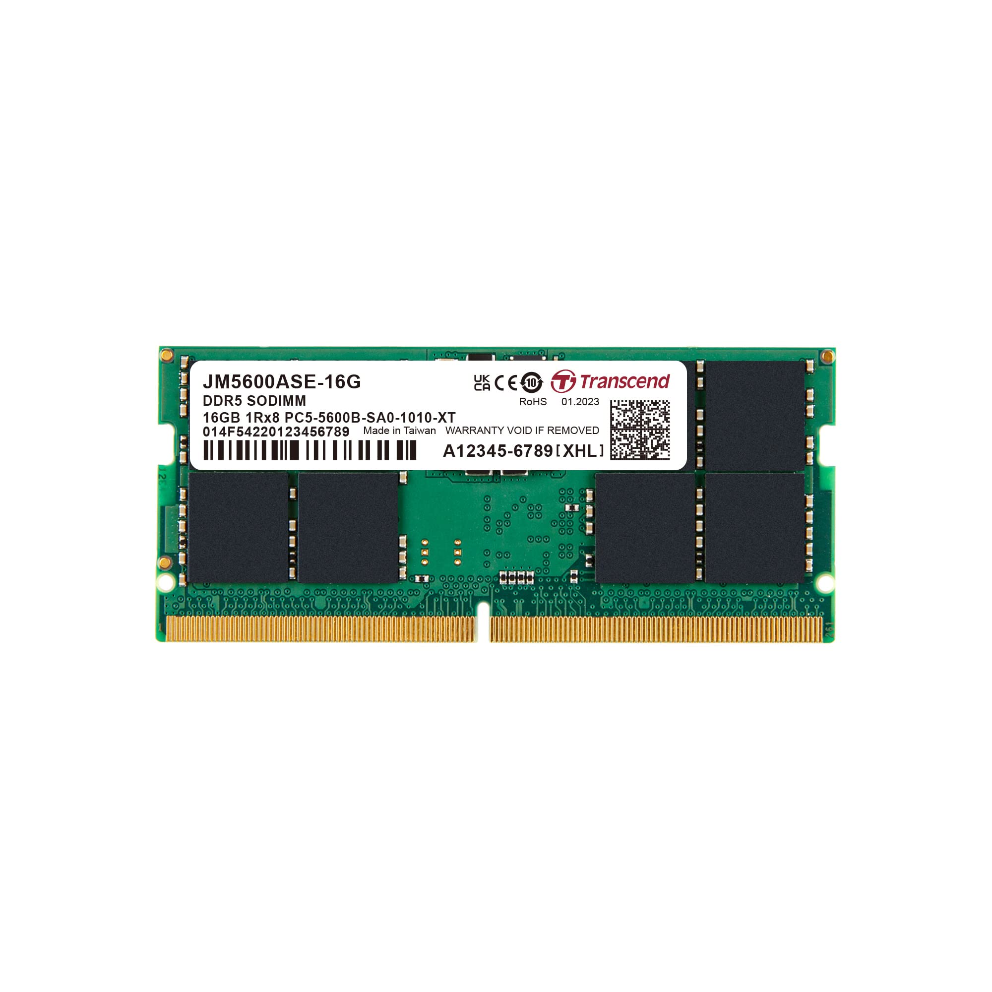 Transcend 16GB DDR5 5600MHz SO-DIMM Laptop RAM, Compatible w/HP Lenovo Dell ASUS Acer Computer Memory, On-die ECC Notebook Modul