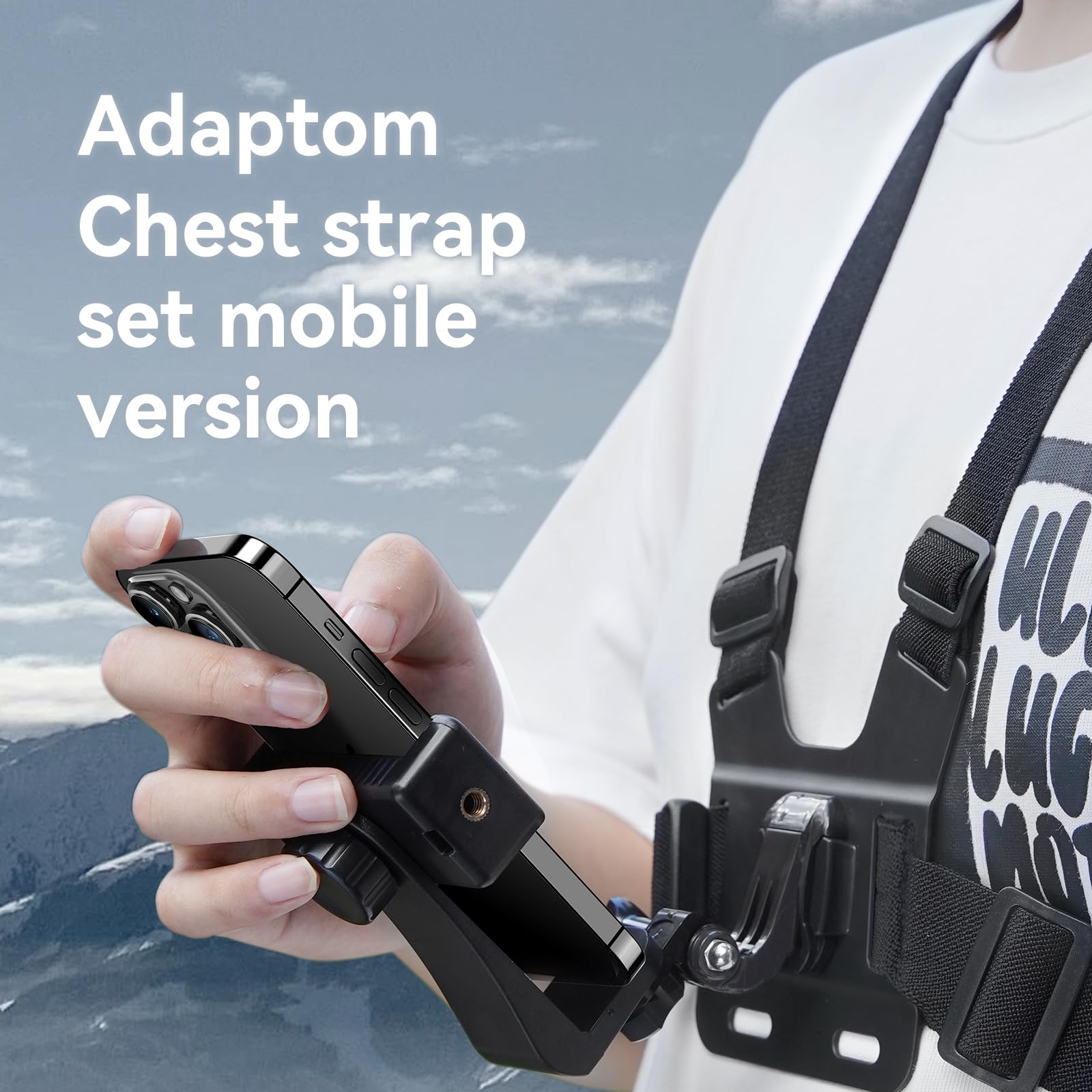 Adaptom Phone Chest Strap Mount, Chest Mount Harness For Gopro Hero 13 Hero 12/11/10/9/8/7/6/5, Insta360 X3 One X2, Dji Osmo Act
