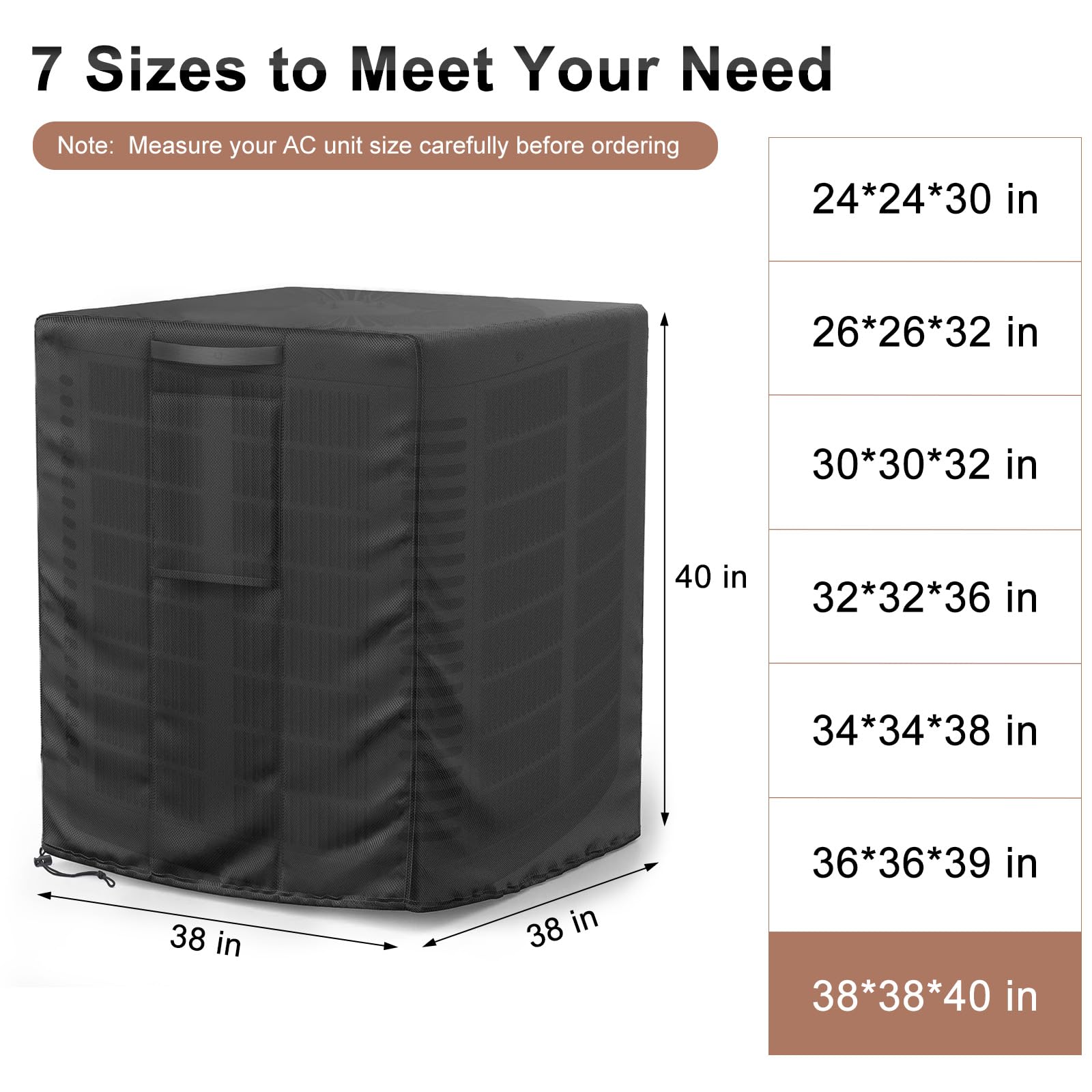 Mrrihand Central Air Conditioner Cover For Outside Units Waterproof Heavy Duty Ac Unit For Outdoor Large Ac Cover For Winter (38