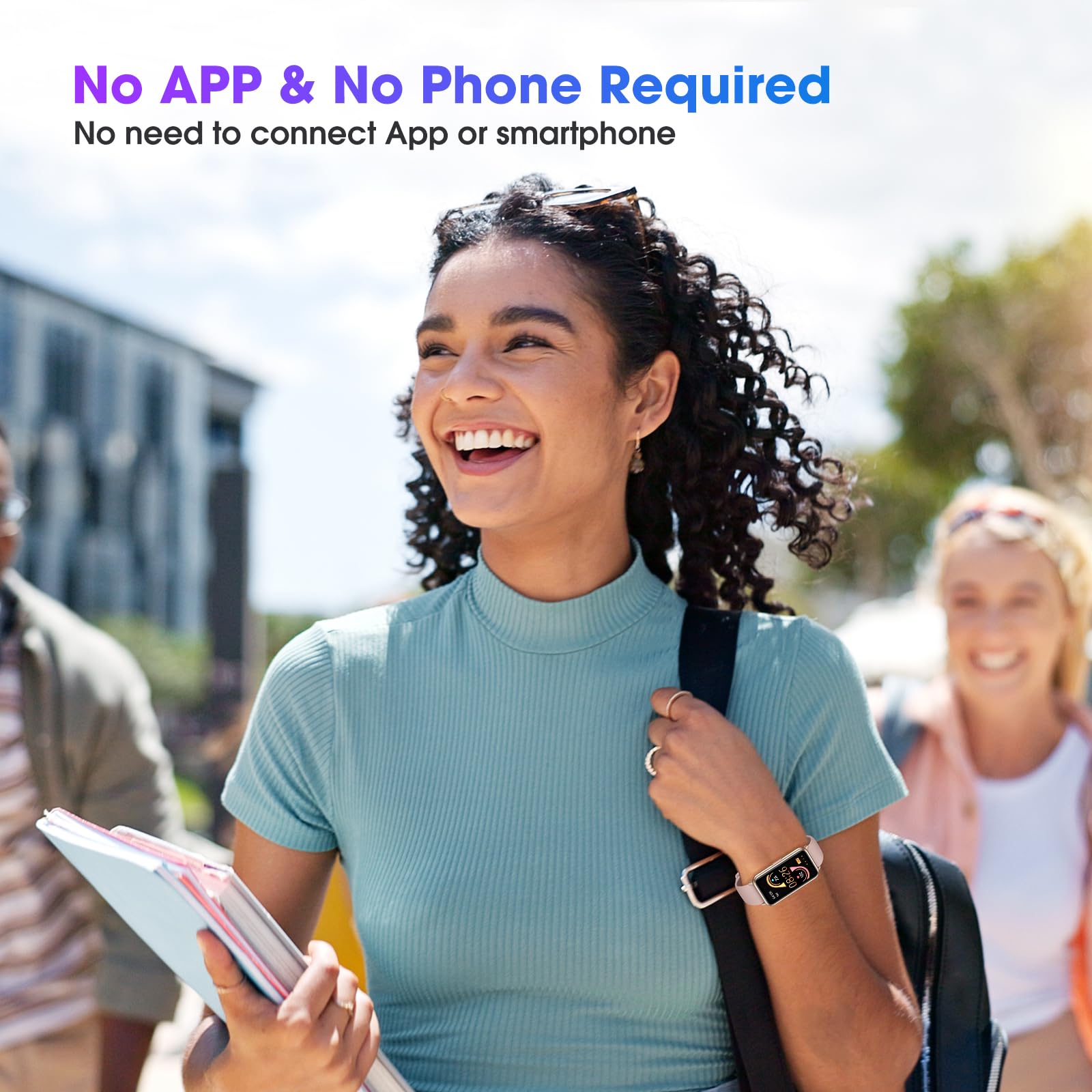 Long Battery Pedometer Watch 14 Days Battery Life, Slim Design No App/Phone Required Fitness Tracker, 50 Meters Waterproof Smart