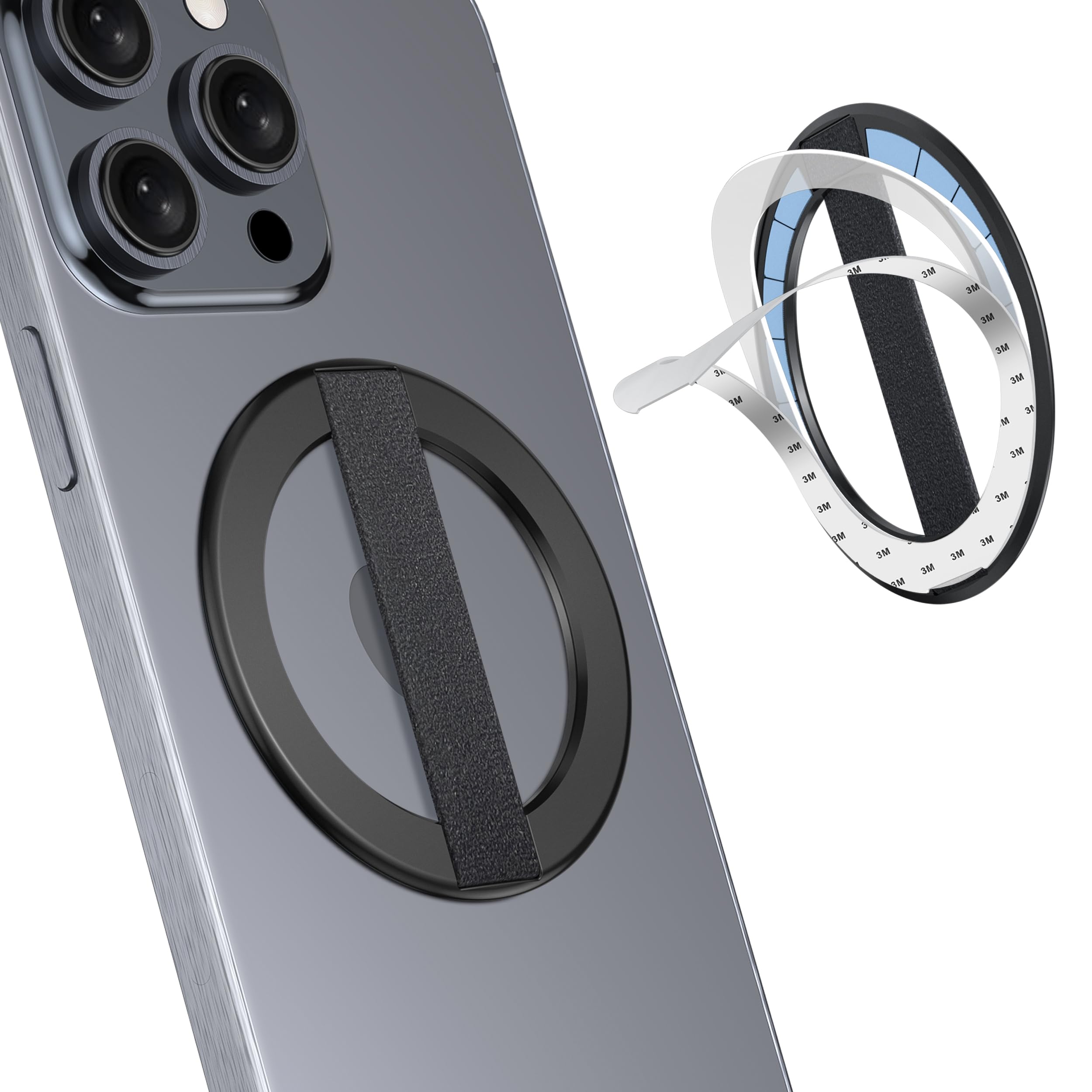 KAHITE AirLoop Ultra Thin Phone Grip with Soft Elastic Finger Strap, Strong Adhesive with Back-Side Magnetic Ring Holder Loop, U