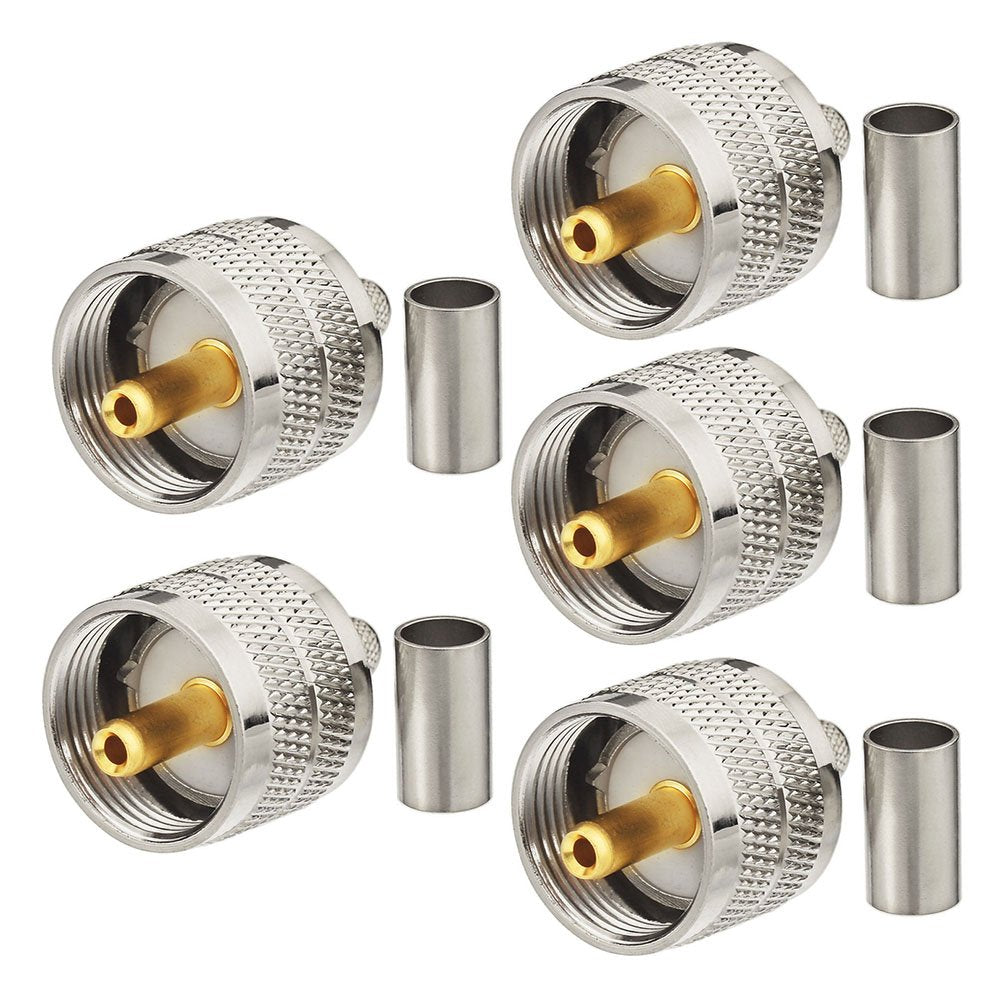 wlaniot PL259 Crimp Connectors UHF Male RF Coax Connector PL-259 Solder Crimp Connectors Compatible with RG58 RG142 RG400 LMR-195 RG303 RG141 Low Loss Coaxial Coax Jumper Cable