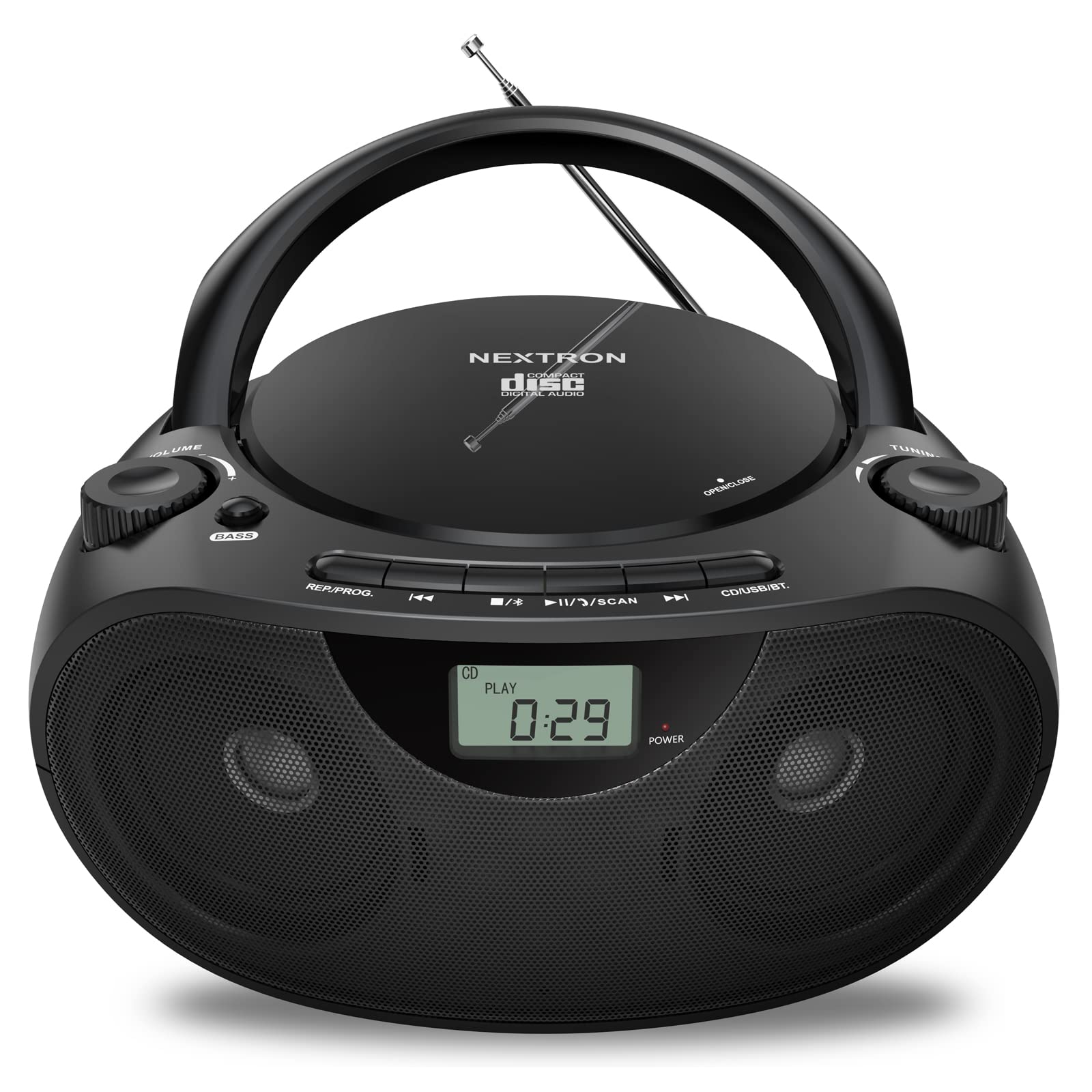 Nextron Portable Bluetooth Cd Player Boombox With Am/Fm Radio Stereo Sound System, Playback Cd/Mp3/Wma, Usb & Aux Ports, Headpho