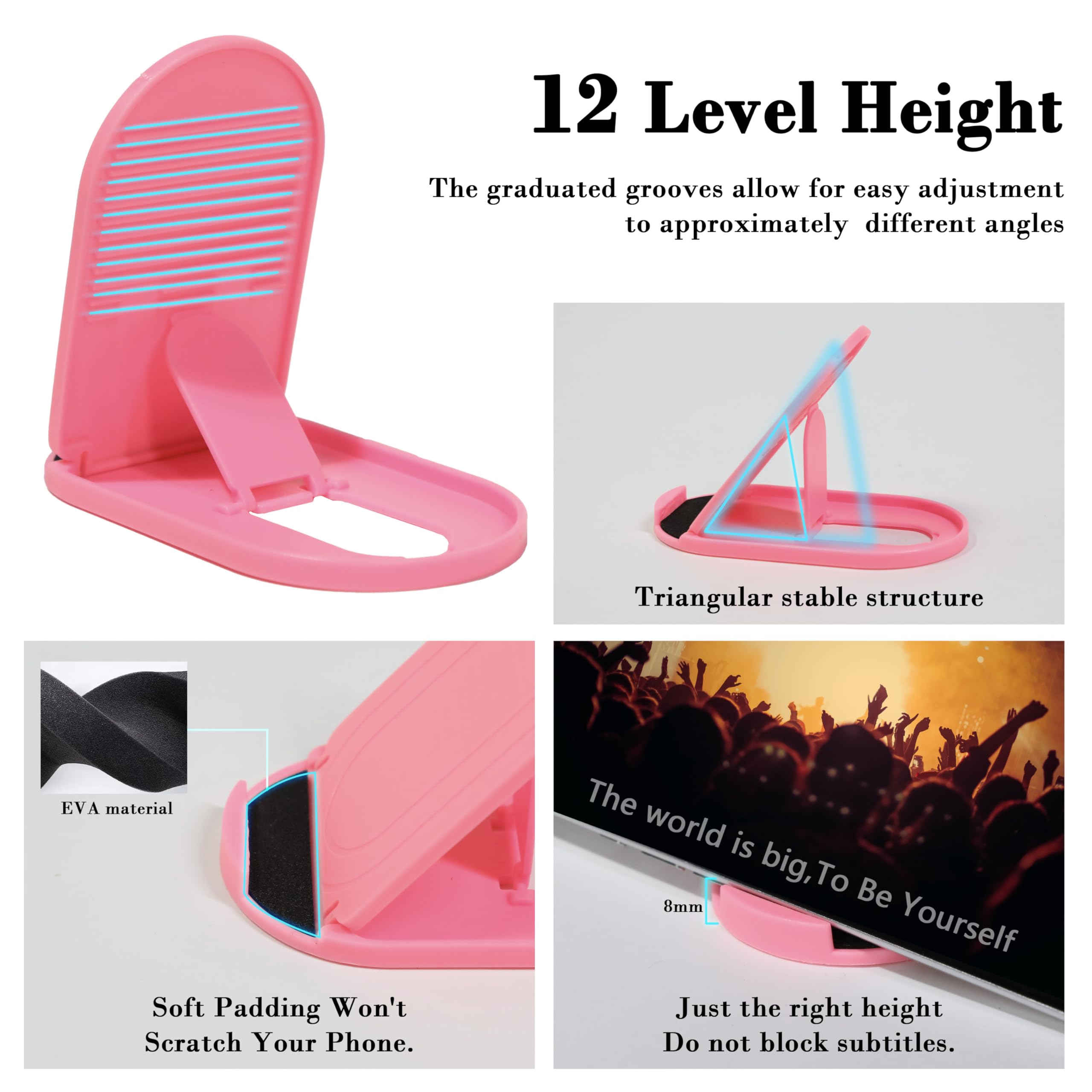 Hzzadzxw 3 Pack Portable Cell Phone Stand Holder For Desk, Foldable Pocket-Sized Mount, Adjustable Multi Angle Stand For Iphone