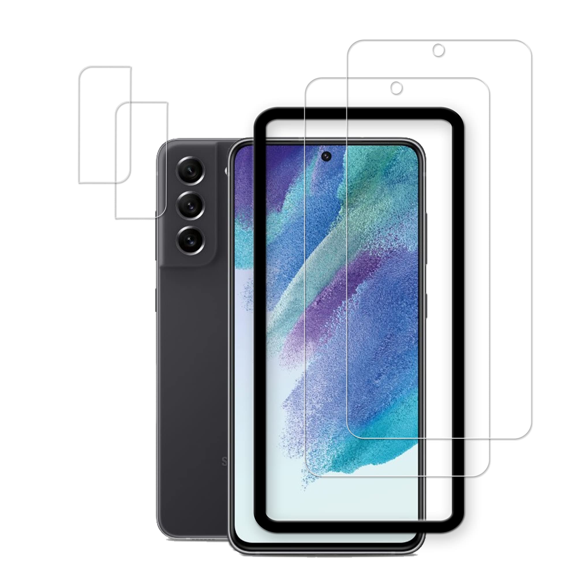 Hkkais Easy Alignment Frame Designed For Samsung Galaxy S21 Fe 5G Tempered Glass Screen Protector 2 Pack Camera Lens Protector F