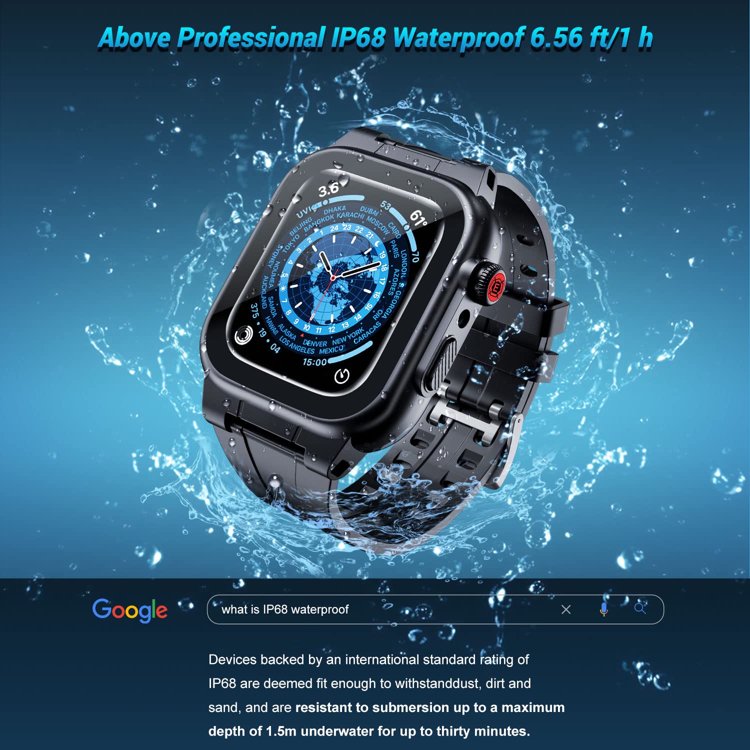 Effun Waterproof Case For Apple Watch 45Mm 44Mm 42Mm 41Mm 40Mm 38Mm With Band, Ip68 Waterproof Built In Screen Protector For App