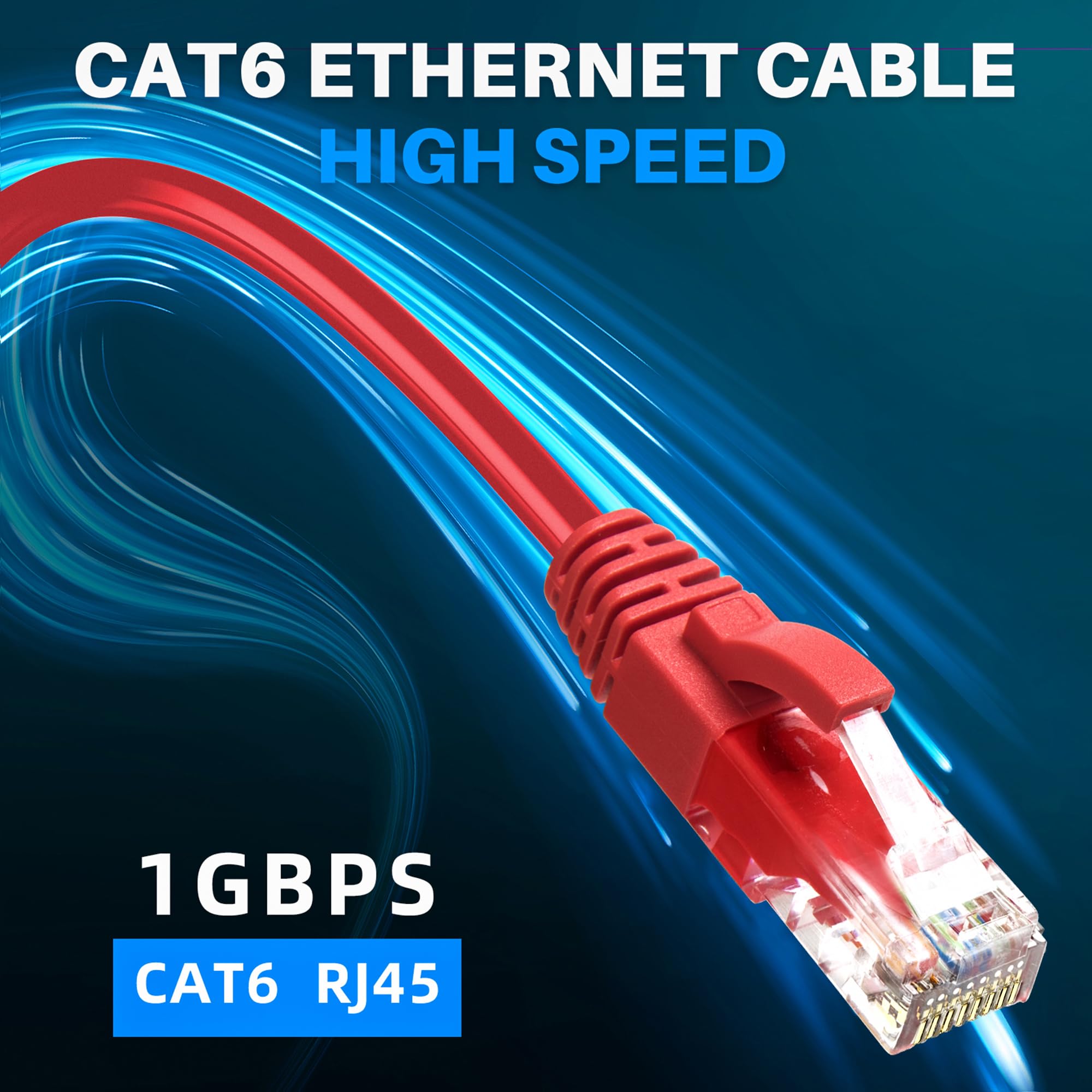 Adoreen Cat 6 Ethernet Cable 200 Ft Red, High Speed Long Internet Network Cable(6 Colors To Select) Soft Flexible Sturdy, Poe, R