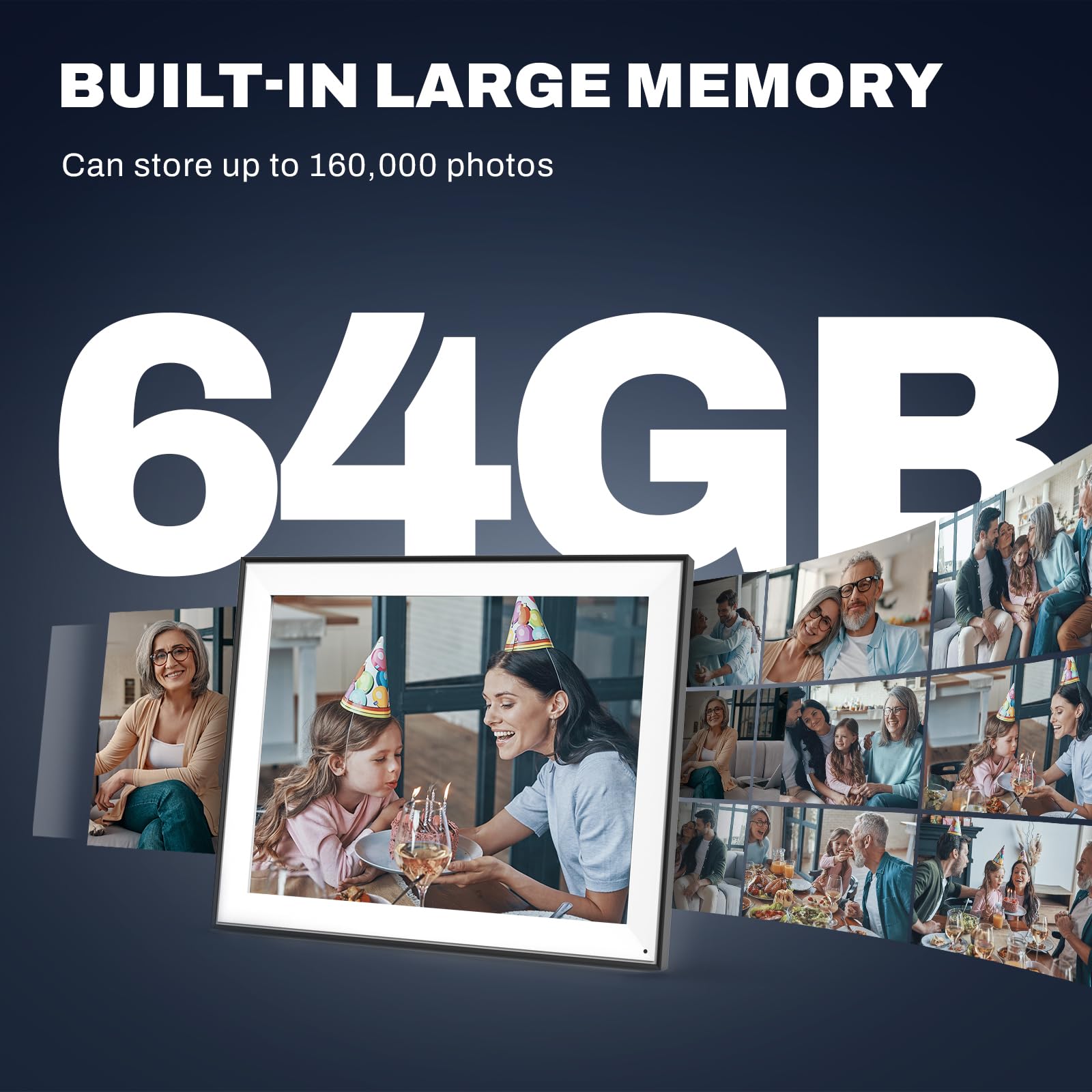 Frameo 17 Inch Hd Extra Large Digital Picture Frame 64Gb, Wifi Large Electronic Photo Frame Touch Screen, Wall Mounted, Instantl