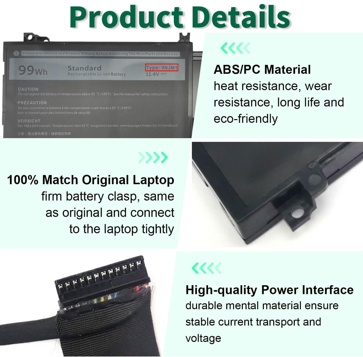 Dmkaollk 99Wh 9Njm1 Battery Replacement For Dell Alienware 17 R4 R5 15 R3 R4 Alienware 15 2018 Alw17C D1758 P31E P31E001 P31E002