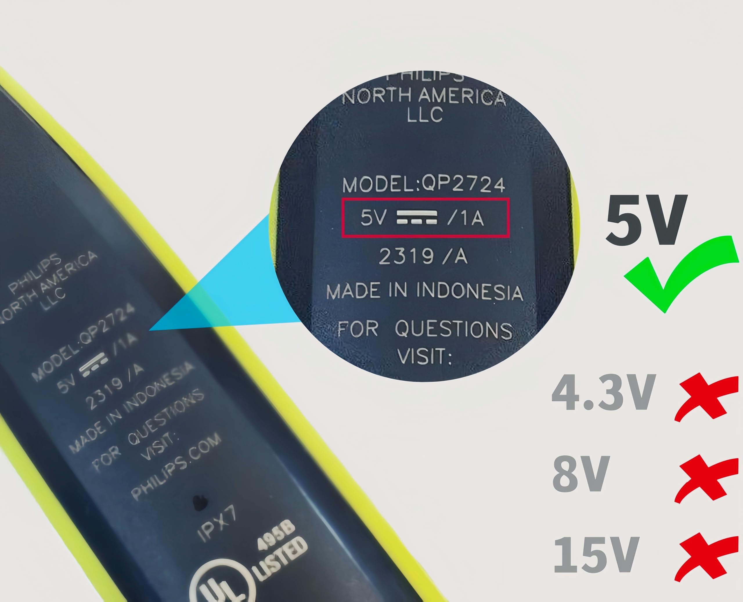 Qjin Usb Charger For Philips Norelco Shaver 2400 3600 7200, Norelco Oneblade Qp2724 Qp2834 Qp6531, 5V Charger Usb Charging Cord