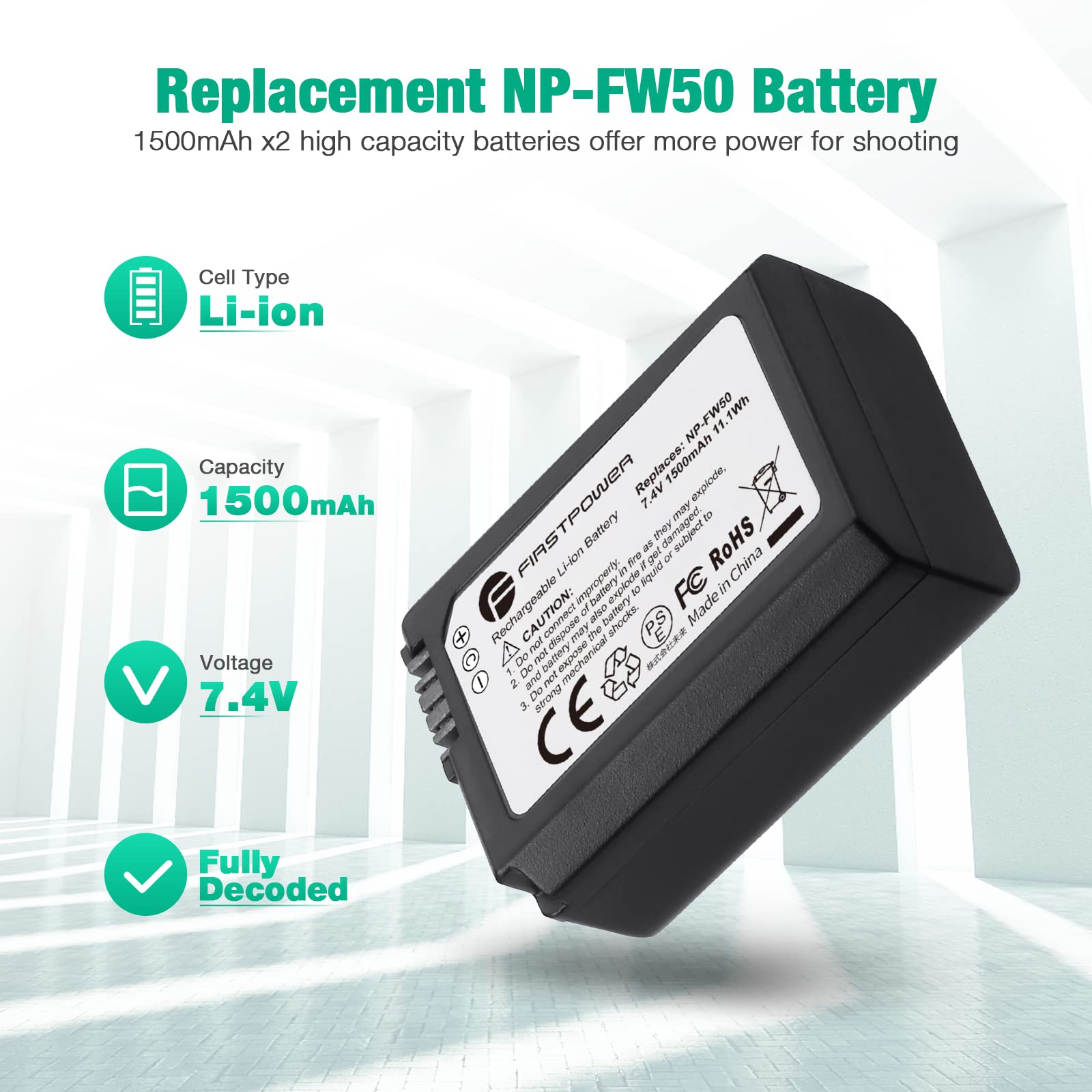 Firstpower Np Fw50 Battery 2 Pack And Usb Dual Charger Compatible With Sony A6000 A6300 A6400 A6500 A7 A7Ii A7Rii A7Sii A7S A7S2