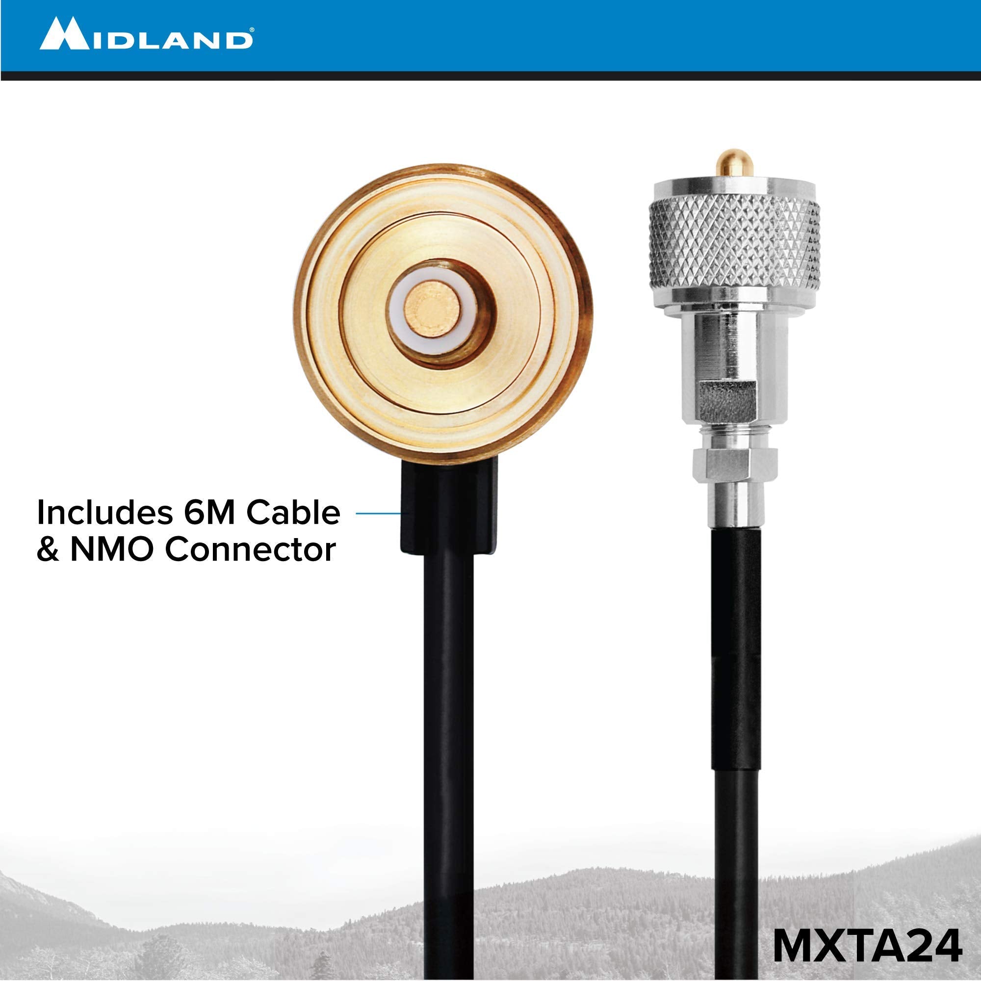 Midland � Mxta24 Low Profile Antenna Cable With Nmo Connector � Cb Antenna Cable Extension � 6 Meters (19 Ft) With Removable Uhf Connection