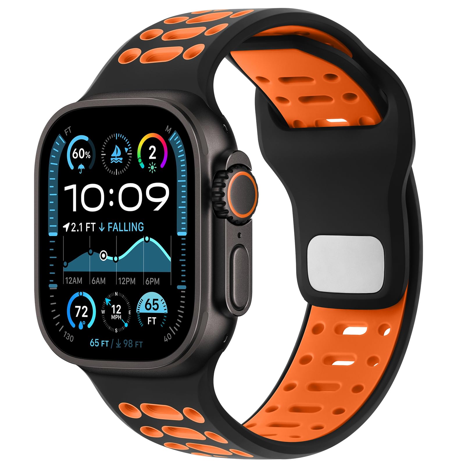 Amizee Sport Bands Compatible with Apple Watch Band 49/46/45/44/42mm Men, Soft Silicone Breathable Replacement Strap for iWatch 