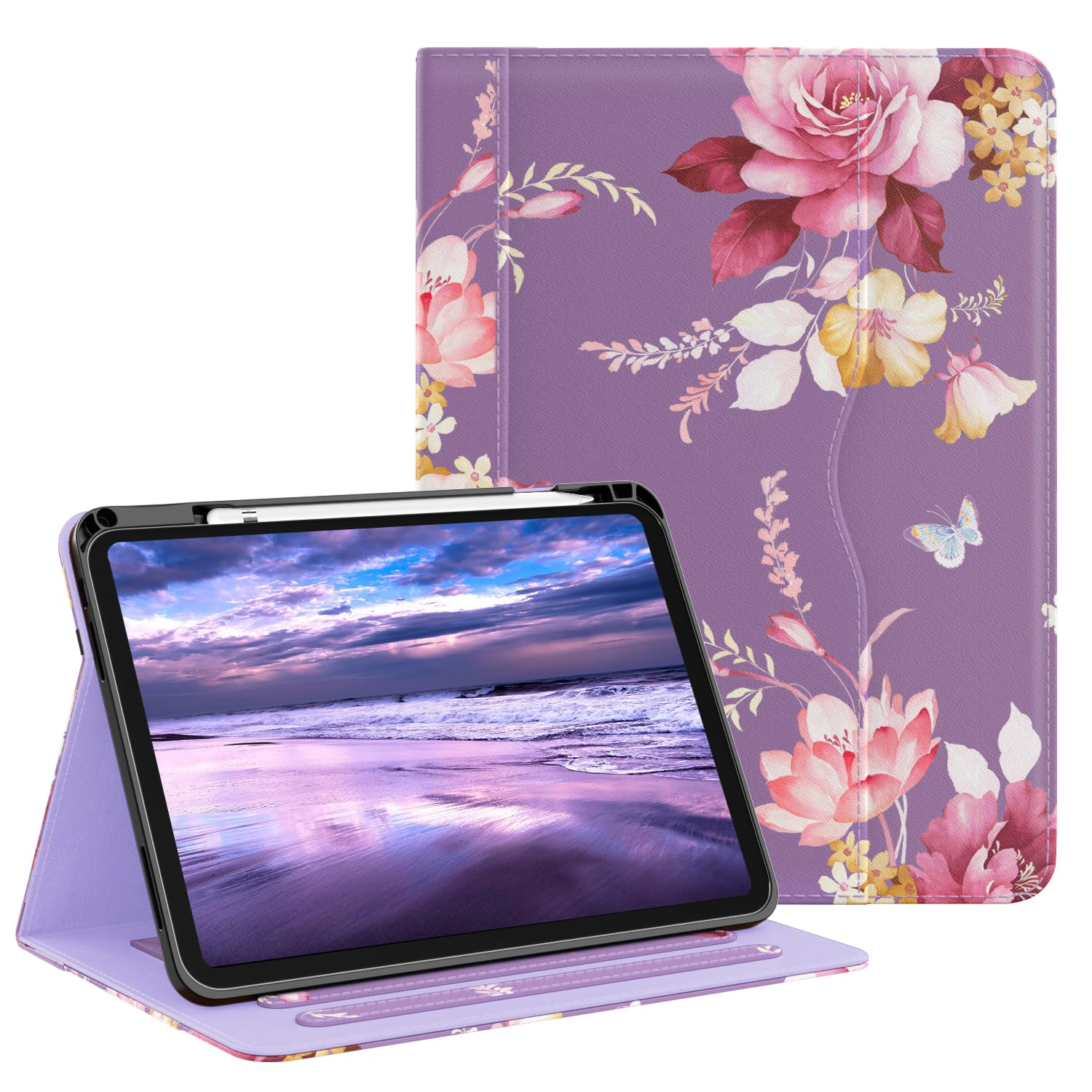 Okp Case For Ipad 10Th Generation 2022, 10Th Gen Ipad Case With Multi Angle Viewing Pu Leather Flio Stand Cover With Pencil Hold