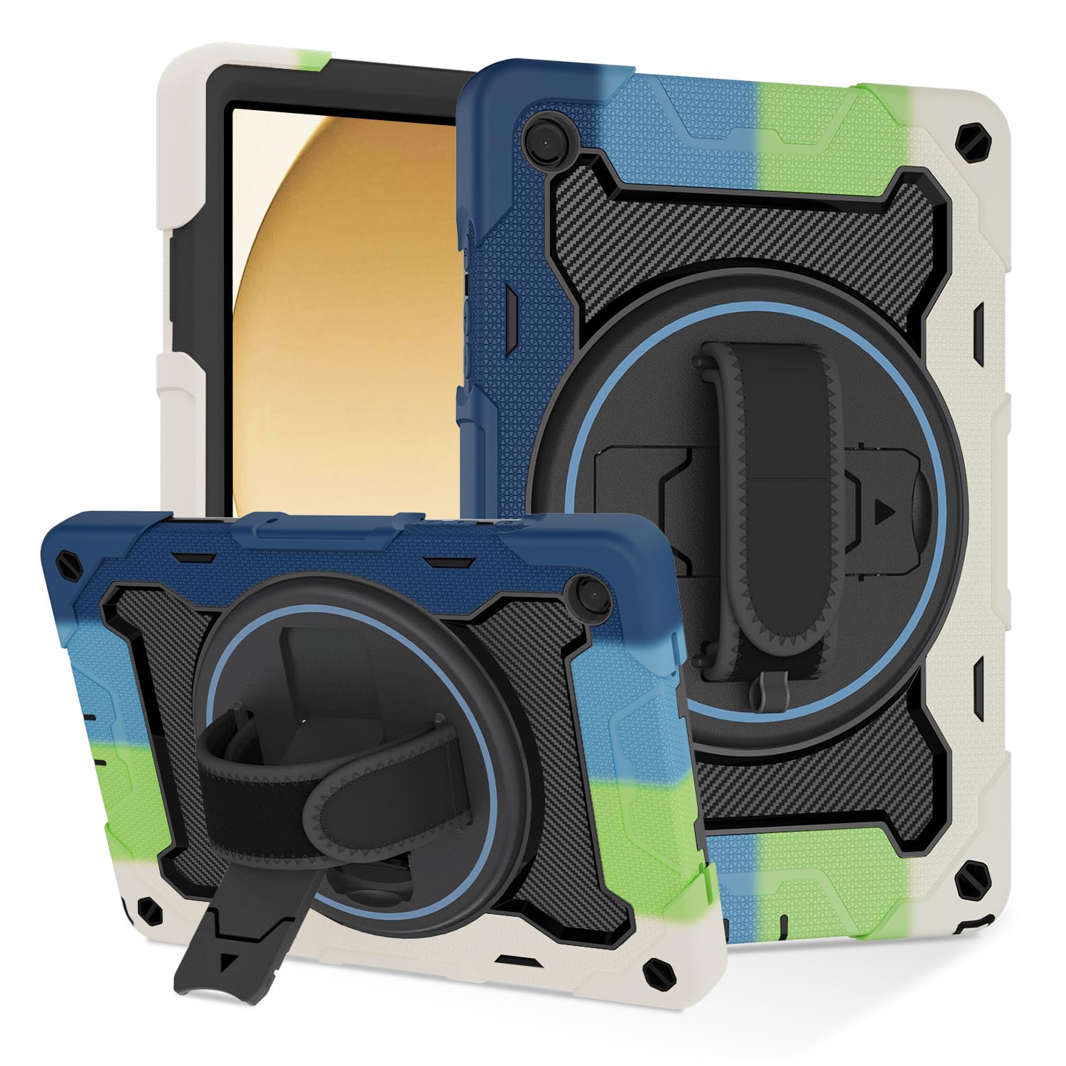 Rosrome Case For Galaxy Tab A9 Plus 5G/ A9+ (11 Inch) With Hd Screen Protector, Shoulder Strap, 360 Stand, Hand Strap |15Ft Drop