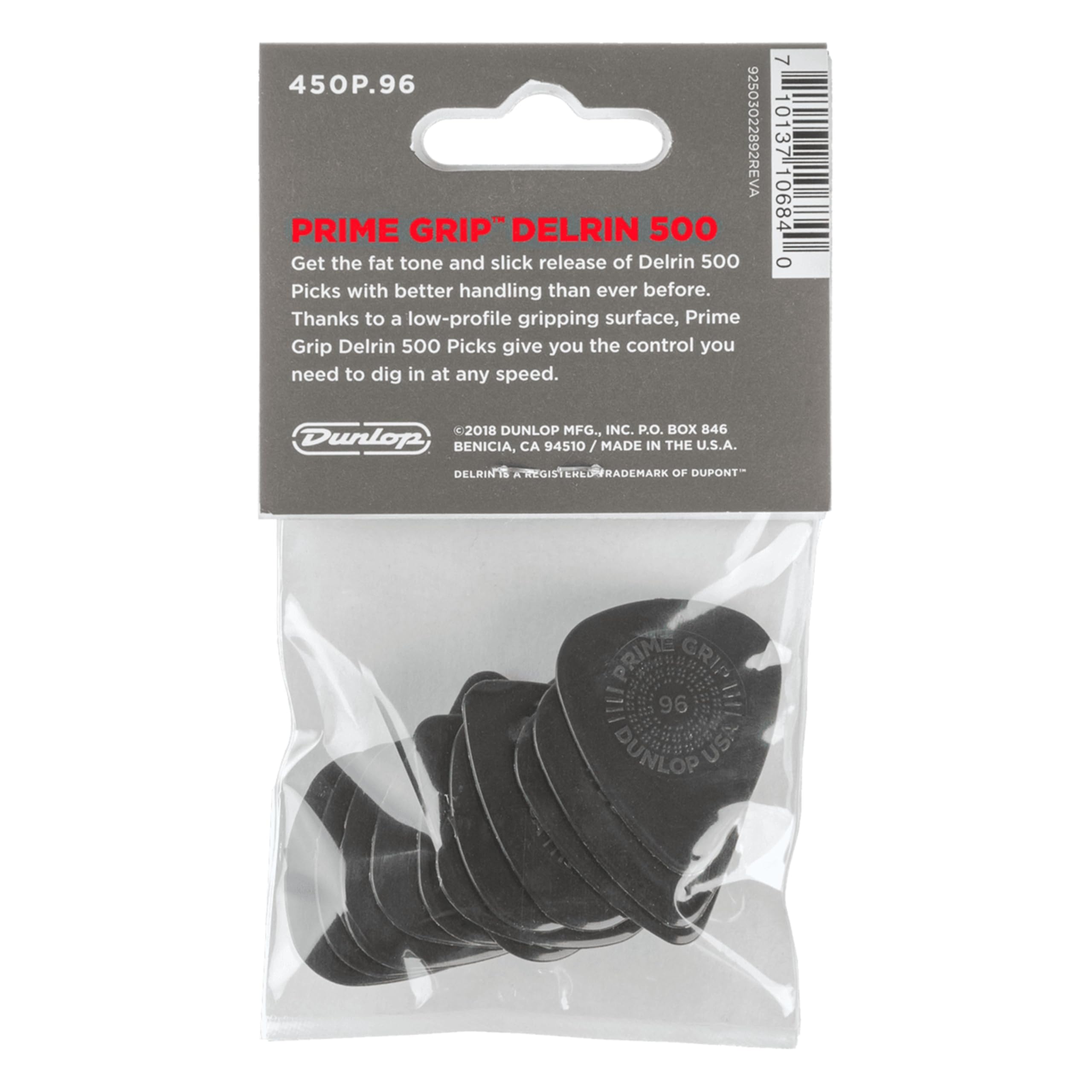 Dunlop Delrin 500 Prime Grip .96Mm Guitar Picks