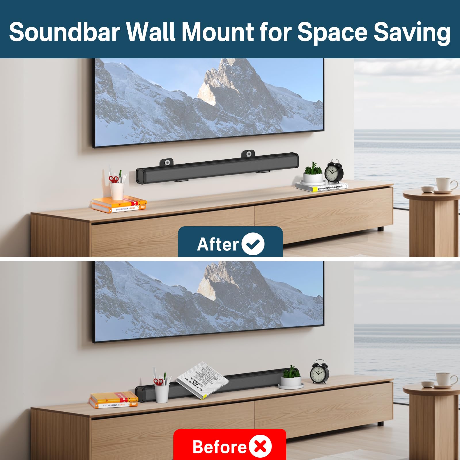 Notiela Soundbar Mount Shelf For Samsung, Sony, Lg, Vizio, Bose, Onn And More Soundbar Wall Mount Bracket   Sound Bar Mounts Und