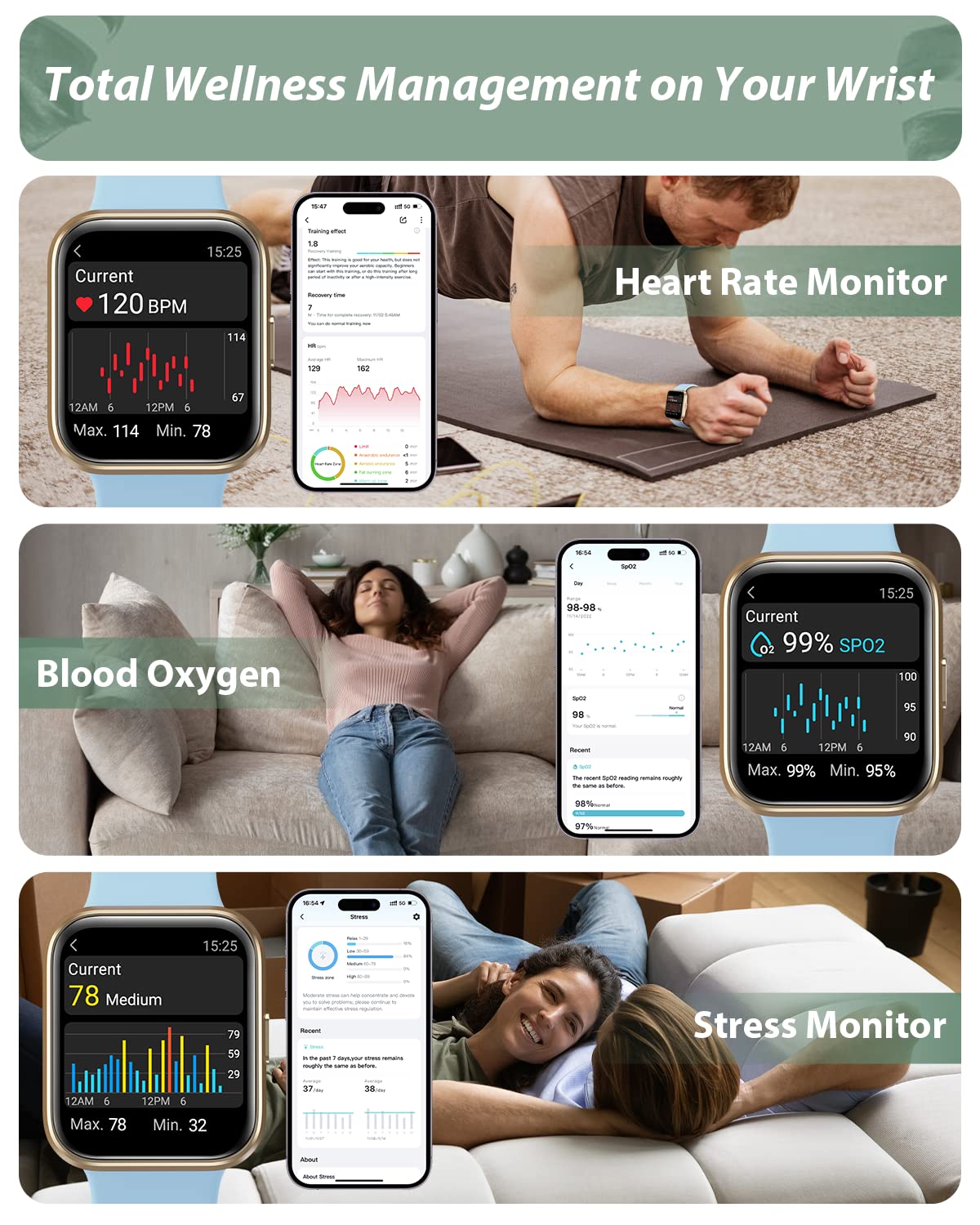 Smart Watch For Men Women(Call Receive/Dial), Alexa Built In, 1.7'' Touch Screen Fitness Tracker With Heart Rate Sleep Tracking,