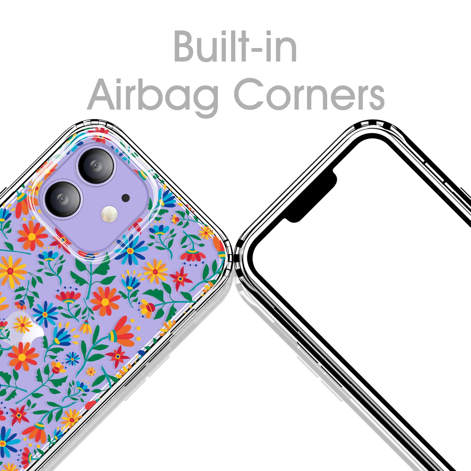 Gyzya For Iphone 12 Case And Iphone 12 Pro Case Clear 6.1 Inch With Pattern Design, Protective Slim Tpu Cover + Shockproof Bumpe