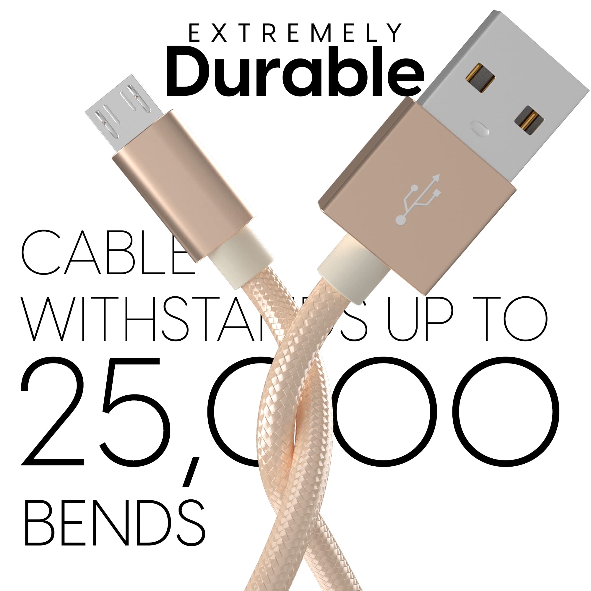 Talk Works Micro Usb Cable 6Ft Long Android Cell Phone Charger Braided Heavy Duty Fast Charging Cord For Samsung Galaxy S6 / S7,