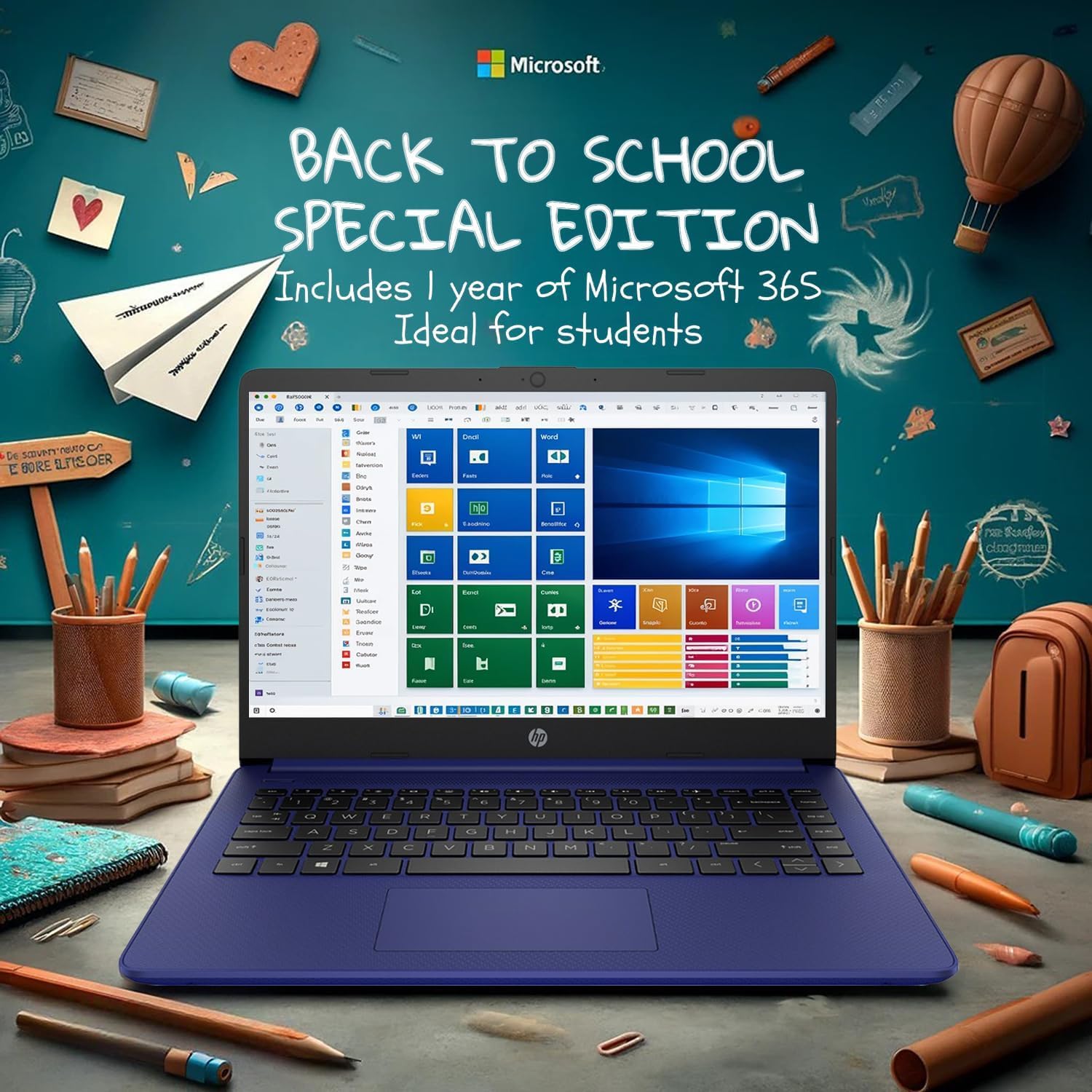 Hp 14 Laptop  Back To School Limited Edition With Microsoft 365  4-Core Intel Cpu  16Gb Ram 1600Gb Storage (64Gb Onboard + 512Gb