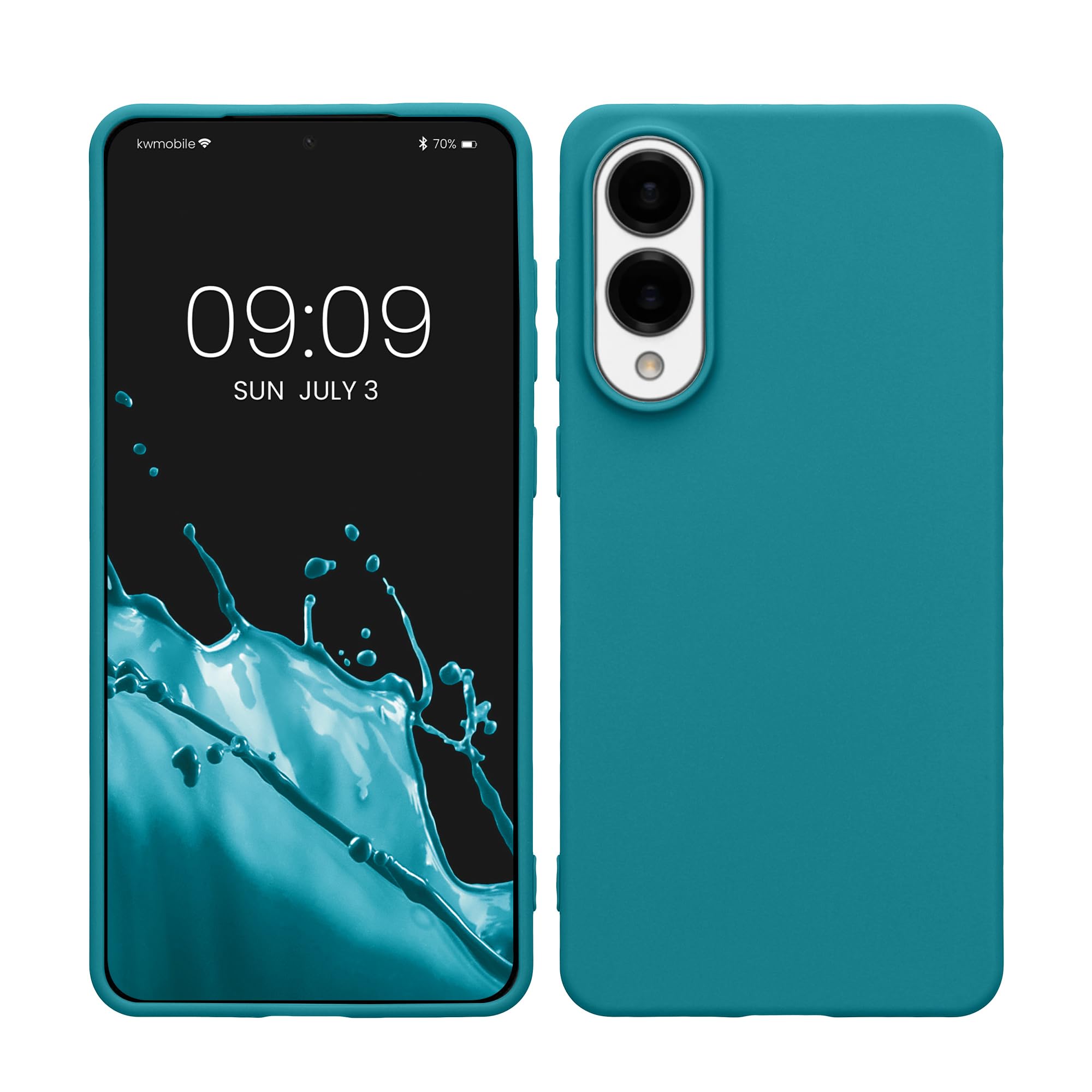 kwmobile Case Compatible with Samsung Galaxy S25 Edge Case - Soft Slim Protective TPU Silicone Cover - Teal Matte