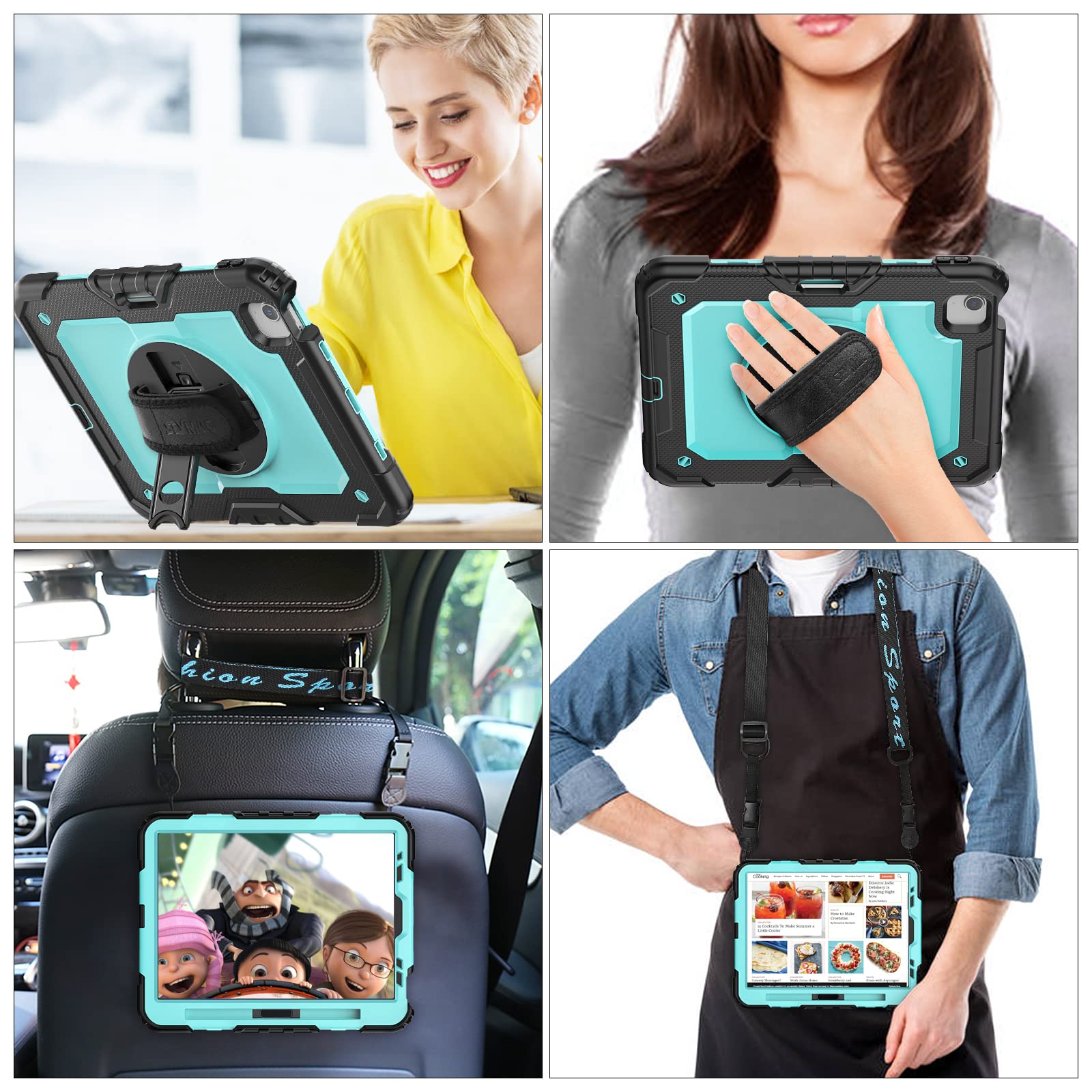 Seymac Stock Case For Ipad Air 5Th/4Th Generation/Pro 11 (4Th/3Rd/2Nd) With Screen Protector Pen Holder, 360 Rotate Hand Strap/S