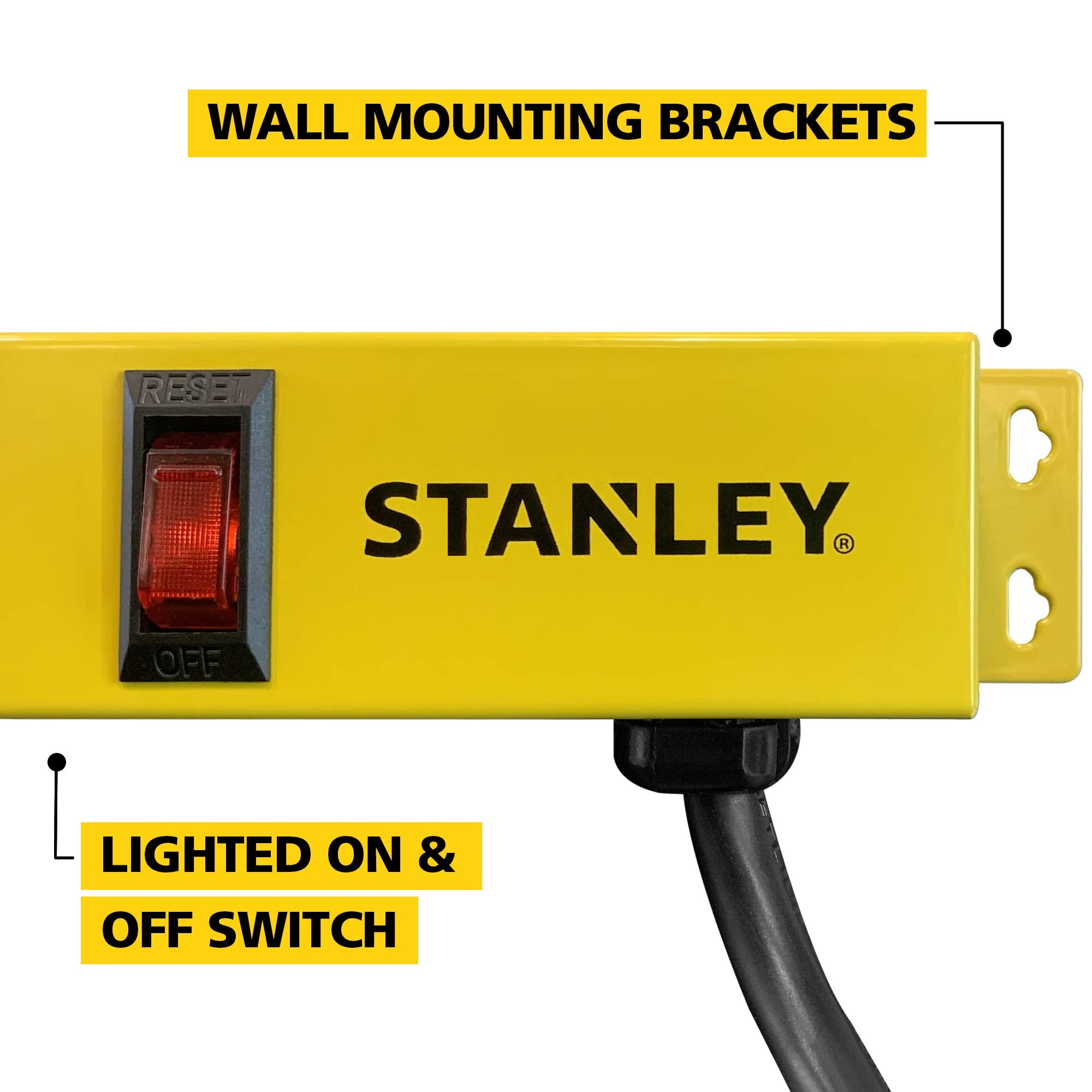 Stanley 31615 Ncc31615 Shopmax Pro 9 Outlet Surge Protector Power Bar, 6 Foot Cord, Yellow