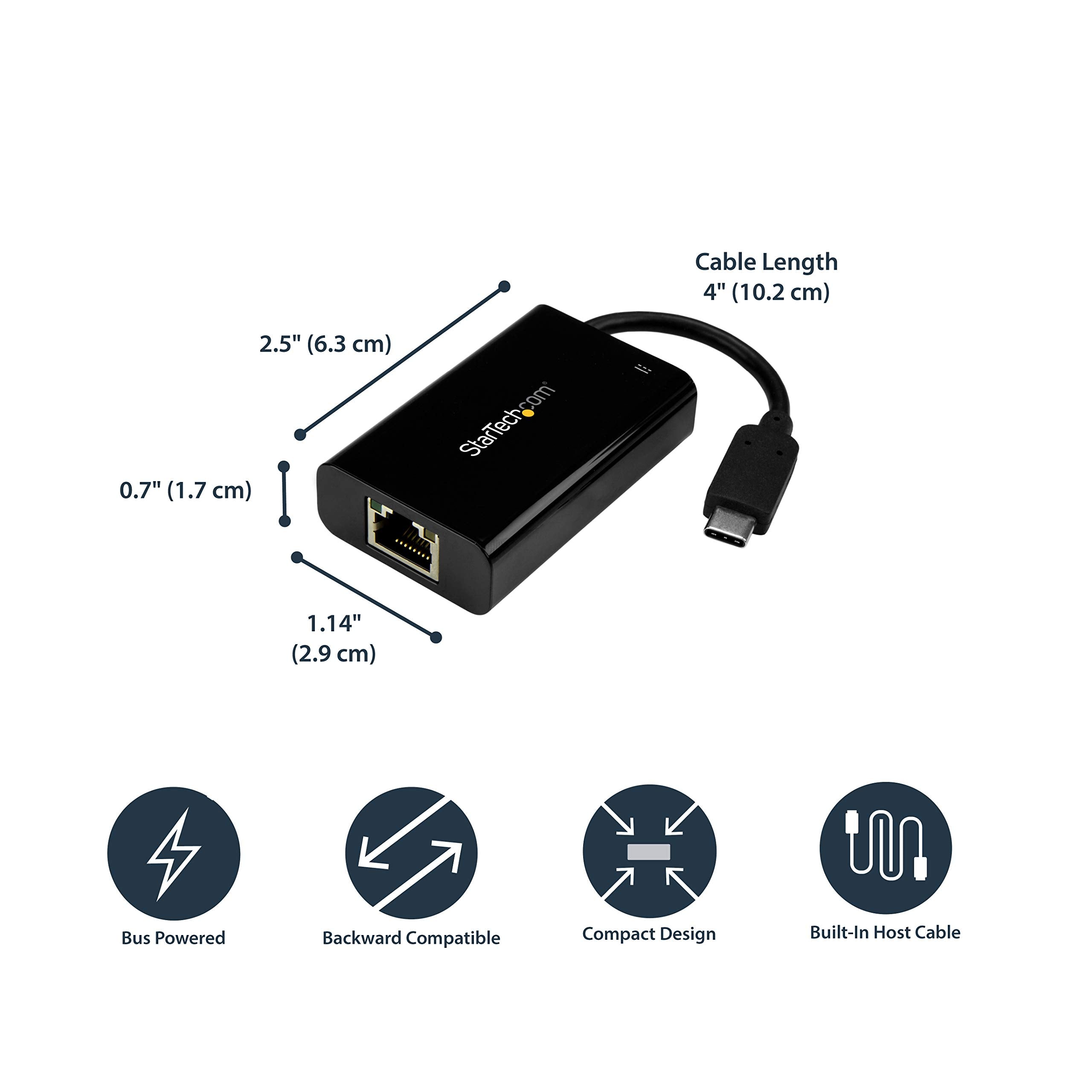 Startech.Com Usb C To Gigabit Ethernet Adapter/Converter W/Pd 2.0 - 1Gbps Usb 3.1 Type C To Rj45/Lan Network W/Power Delivery Pa