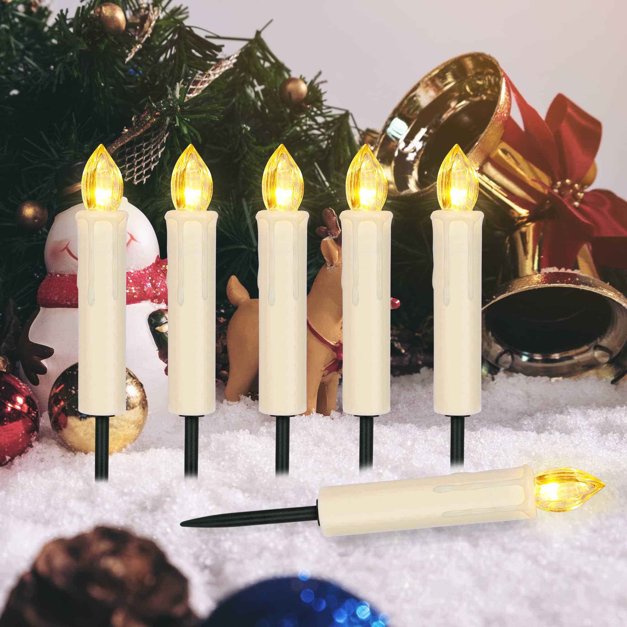 10 Pcs Led Window Candles With Remote Timer, Battery Operated Flameless Taper Candles, Warm White Flickering Christmas Candles L