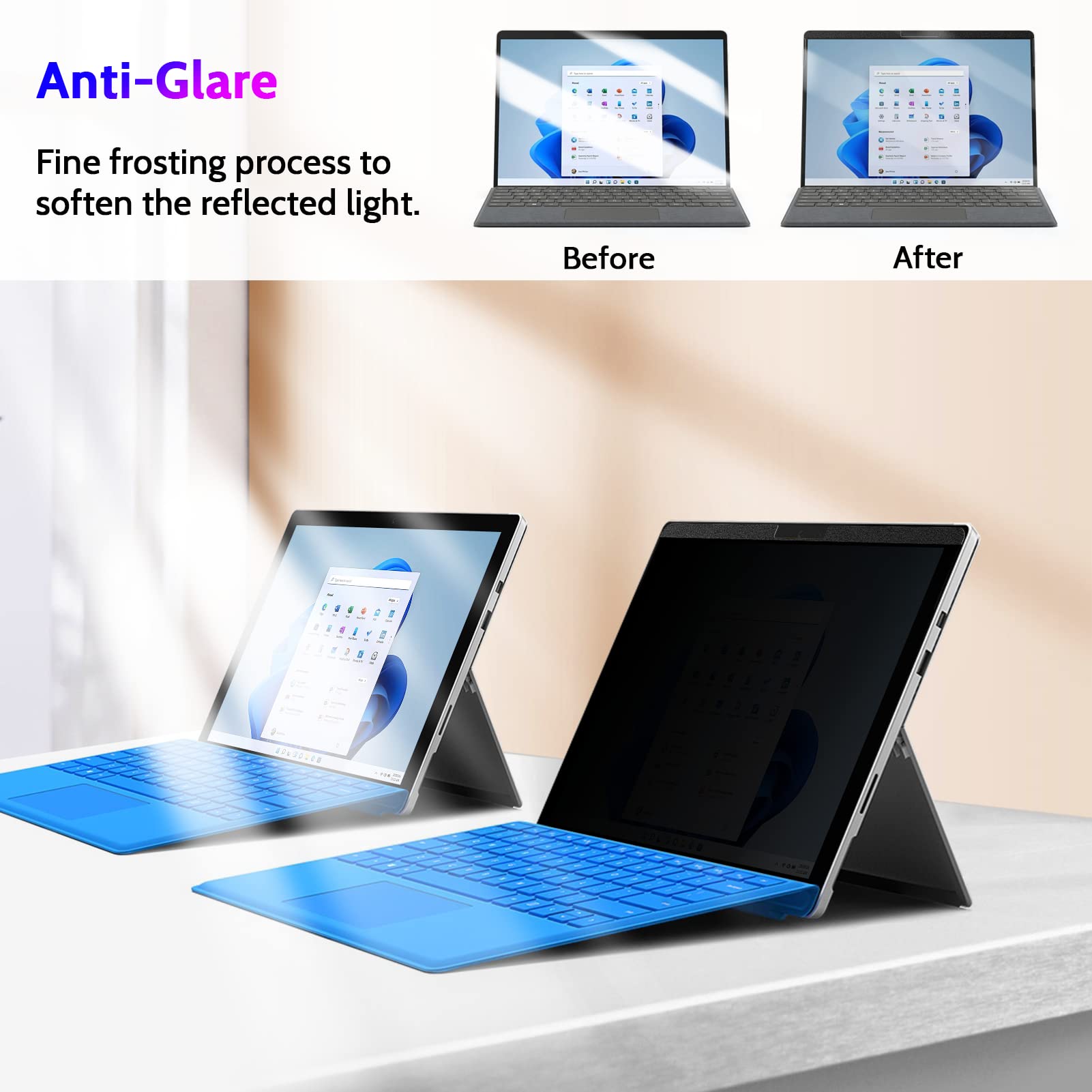 Peslv Magnetic Privacy Screen For Surface Go 3/2/1 10.5 Inch, Removable Anti Blue Light Glare Filter, Black Security Private Apy