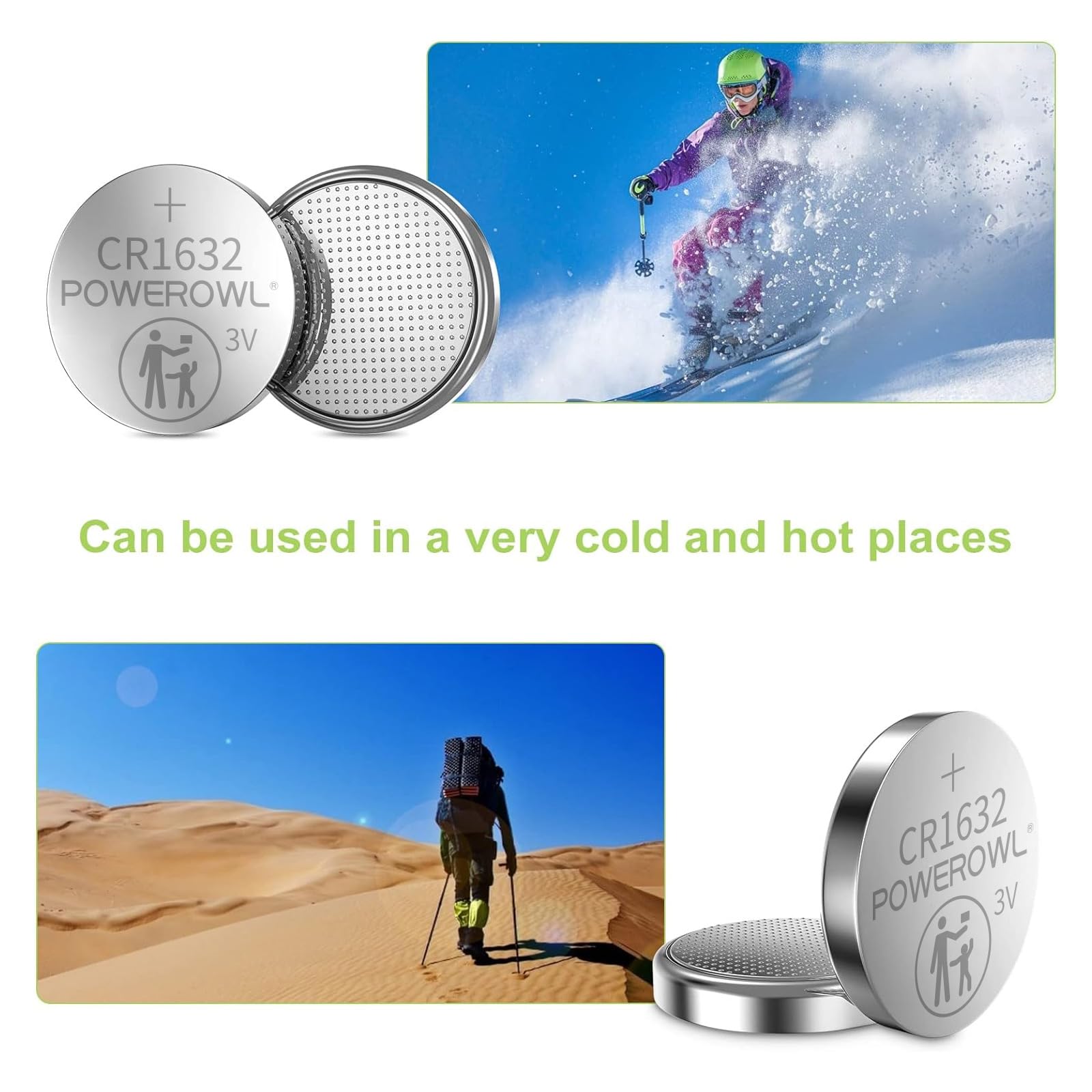 Powerowl High Capacity Cr1632 Battery (15 Pack) Cr 1632 3V Lithium Batteries, 10 Years Leak Free