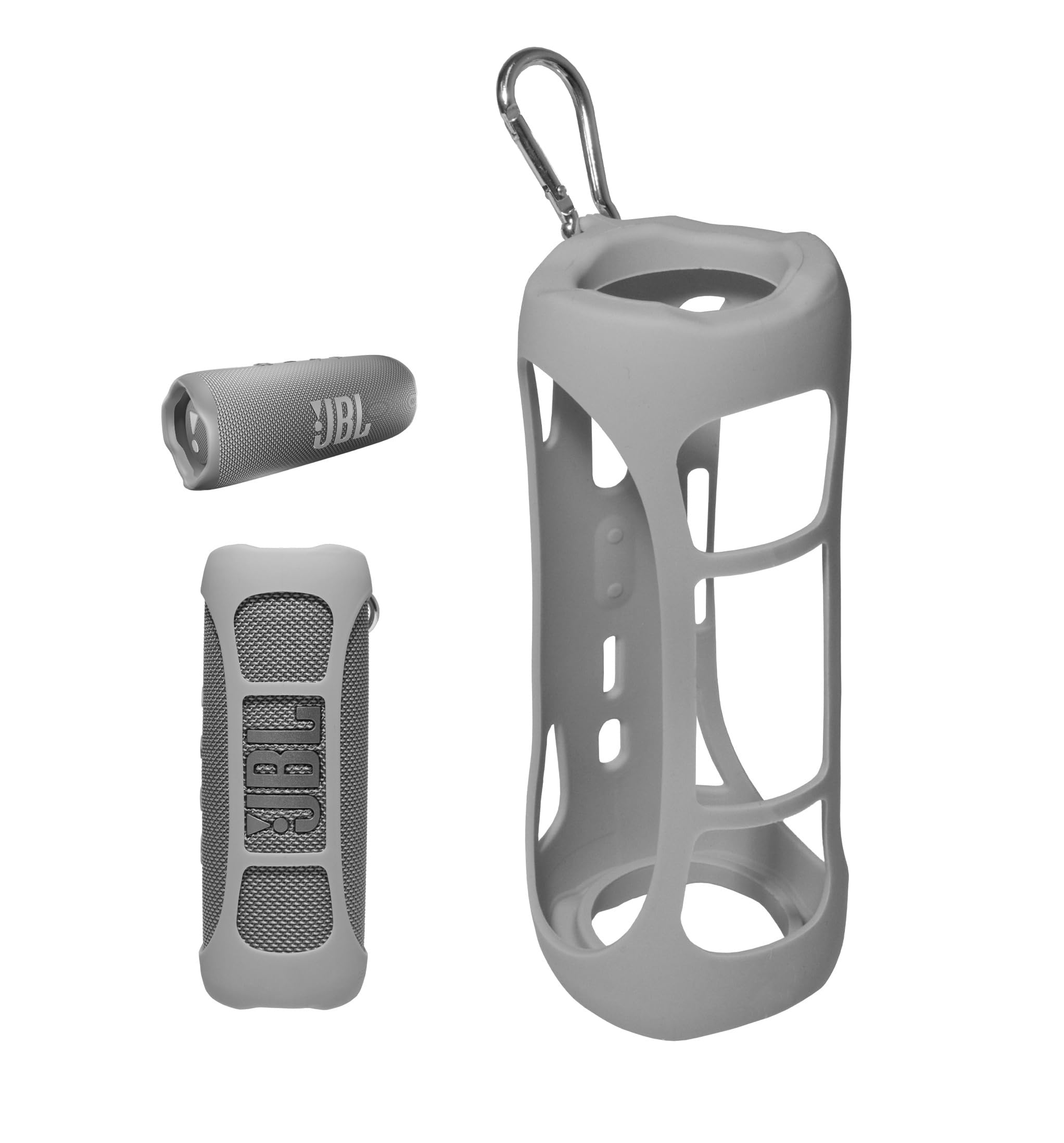 Silicone Cover Skin For Jbl Flip 6 Portable Bluetooth Speaker By Alltravel, Portable Full Protection Solution, Customized Skin With Color And Shape Matching (Gray)