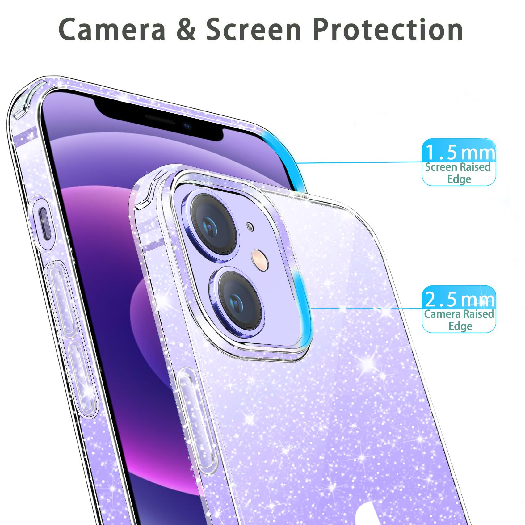 Jjgoo Crystal Glitter Designed For Iphone 12 Case/For Iphone 12 Pro Case For Women, Sparkle Bling Shockproof Protective Thin Sli