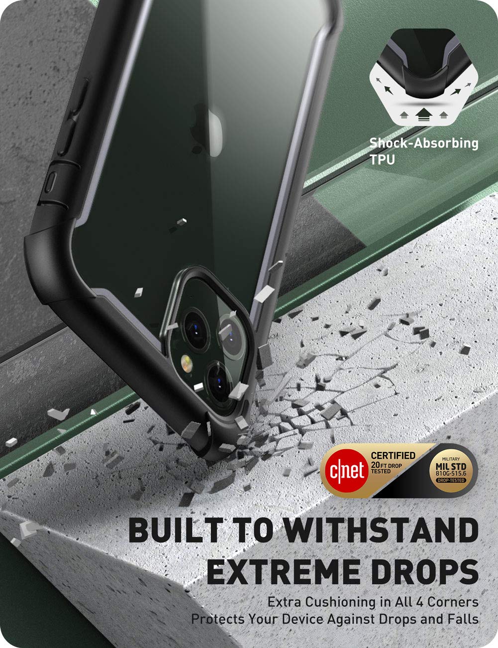 I-Blason Ares Series For Iphone 11 Pro 5.8 Inch (2019 Release), Rugged Clear Bumper Case With Built-In Screen Protector (Black)