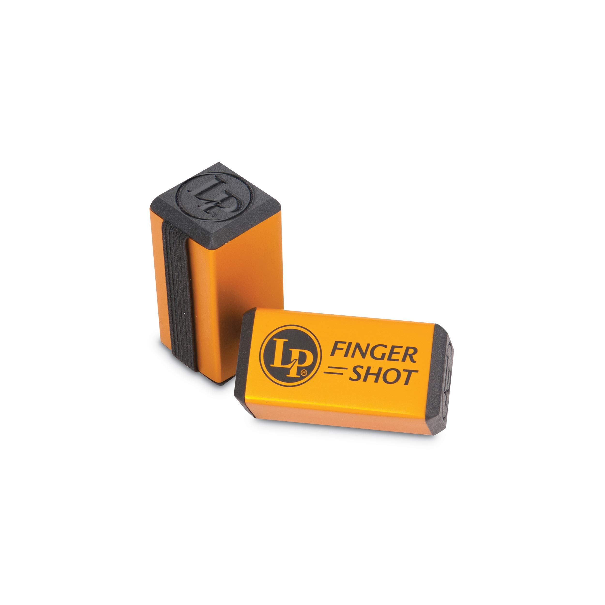 Lifeprint Shaker, Finger Shot   Mini One Shot Shaker, Aluminum, Orange/Black, Shaker For Hand Percussion, Includes Elastic Ribbons