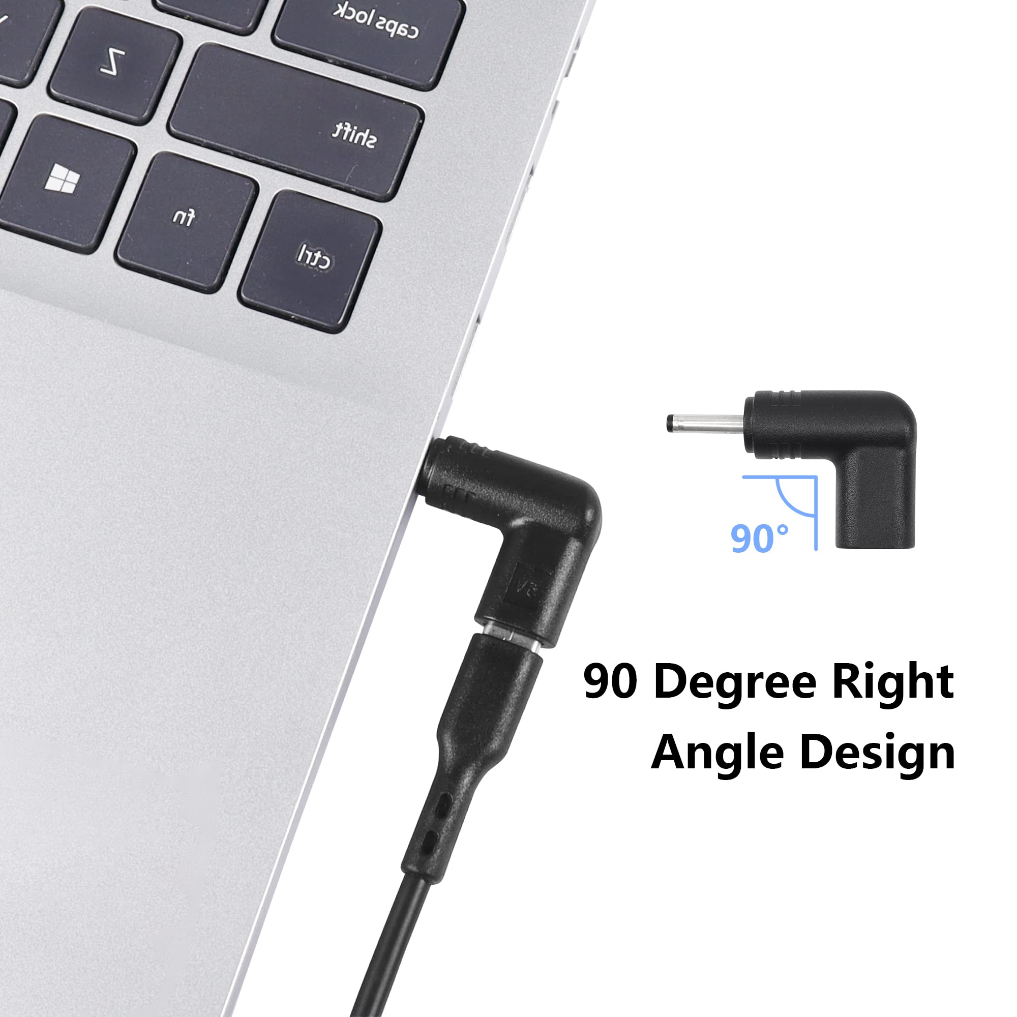 Yaodhaod Usb 3.1 Type C Female To Dc Male Adapter, 90 Degree Angled Usb C To Dc 19V Pd Emulator Trigger Charging Adapter Plug Fo