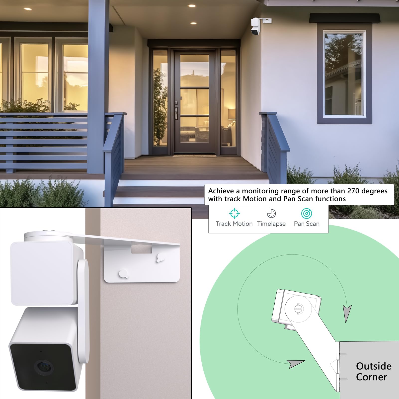 Acbee Outside Corner Wall Mount For Wyze Cam Pan V3,Made Of Aluminum Alloy,High End Painted Surface. (2 Pack)