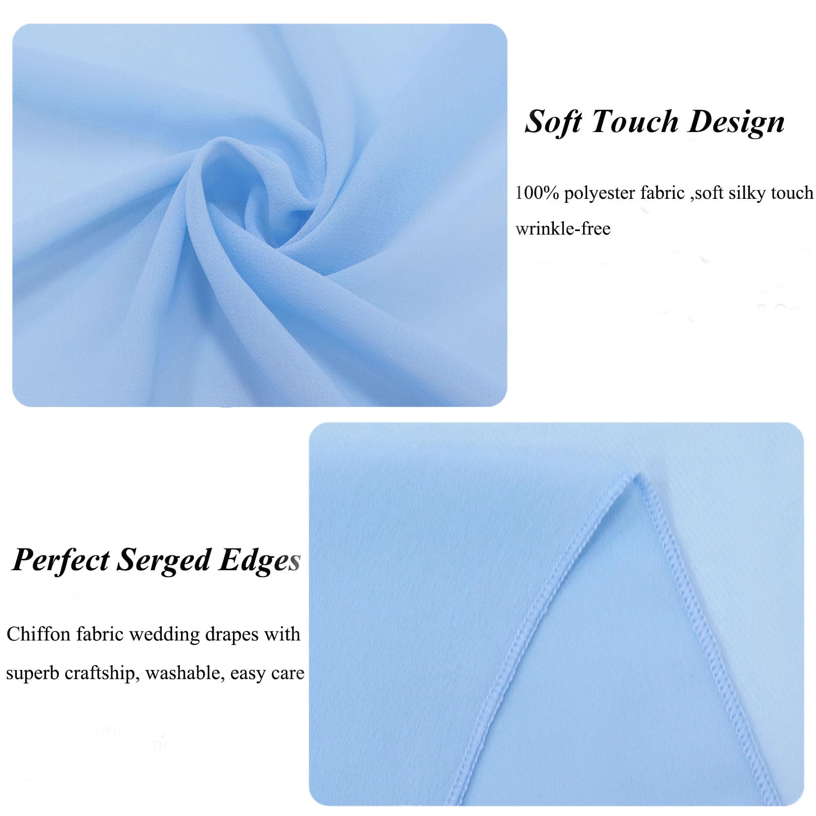 Fuhsy Chiffon Wedding Arch Draping Fabric 20Ft 1 Panel Wedding Arch Fabric Drape Baby Blue Sheer Backdrop Curtains For Parties W