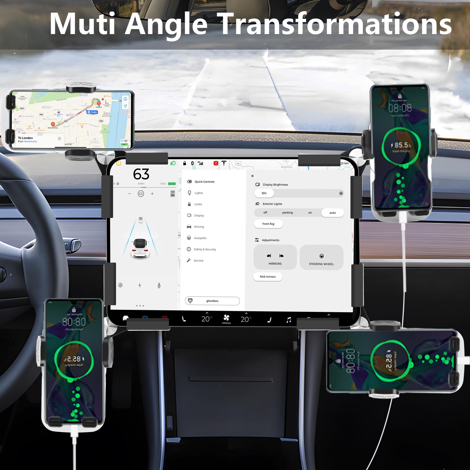 Bsadiy Phone Mount For Tesla Model 3/Y Accessories 2025, For Adjustable Universal Tesla Phone Mount For Tesla Model 3/Y/Cybertru